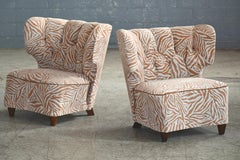 Rare Pair of 1940s Easy Lounge or Slipper Chairs Designed by Carl-Johan Boman