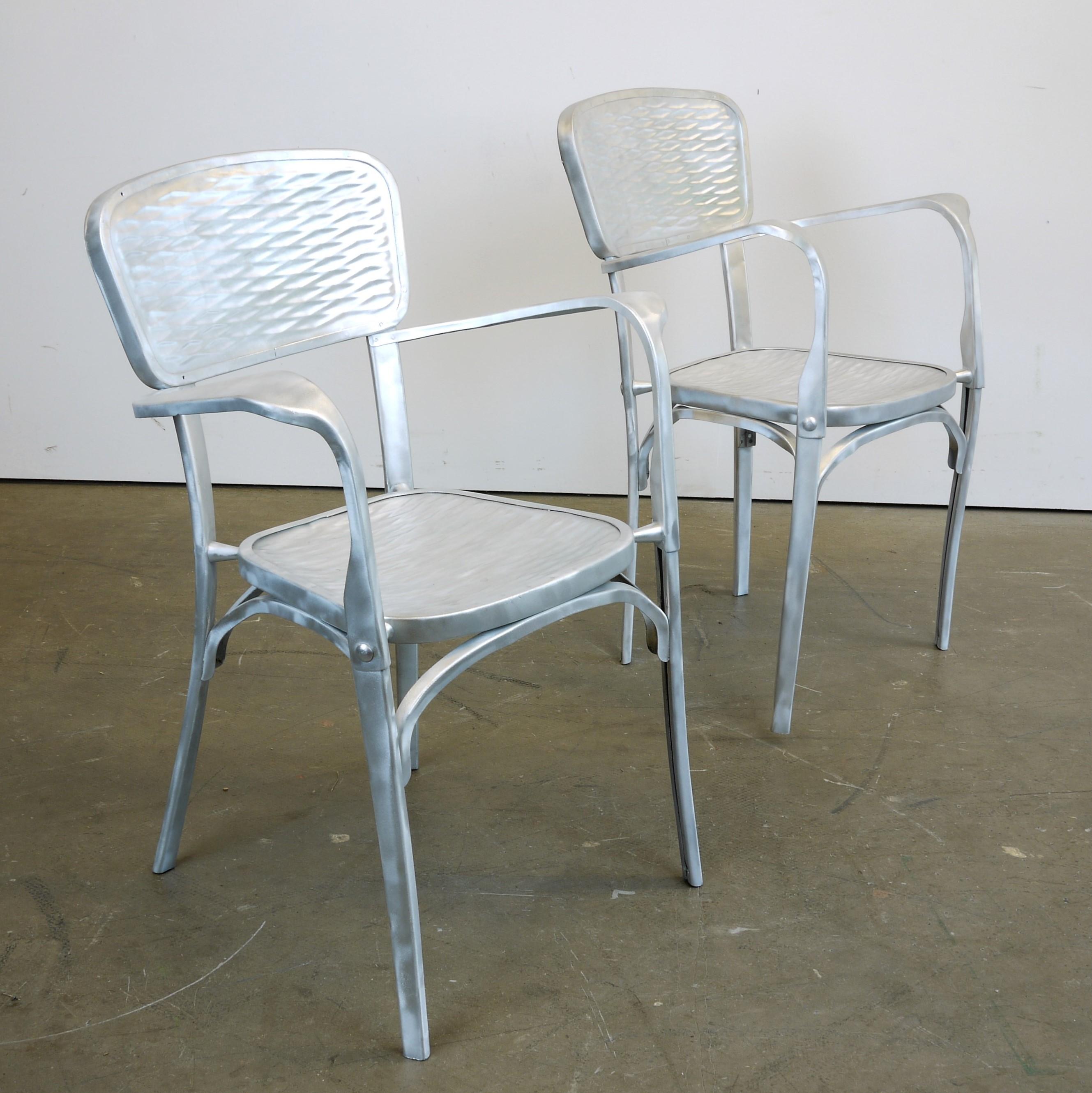 Rare Pair of 1940s French Aluminium Dining/Side Chairs 5