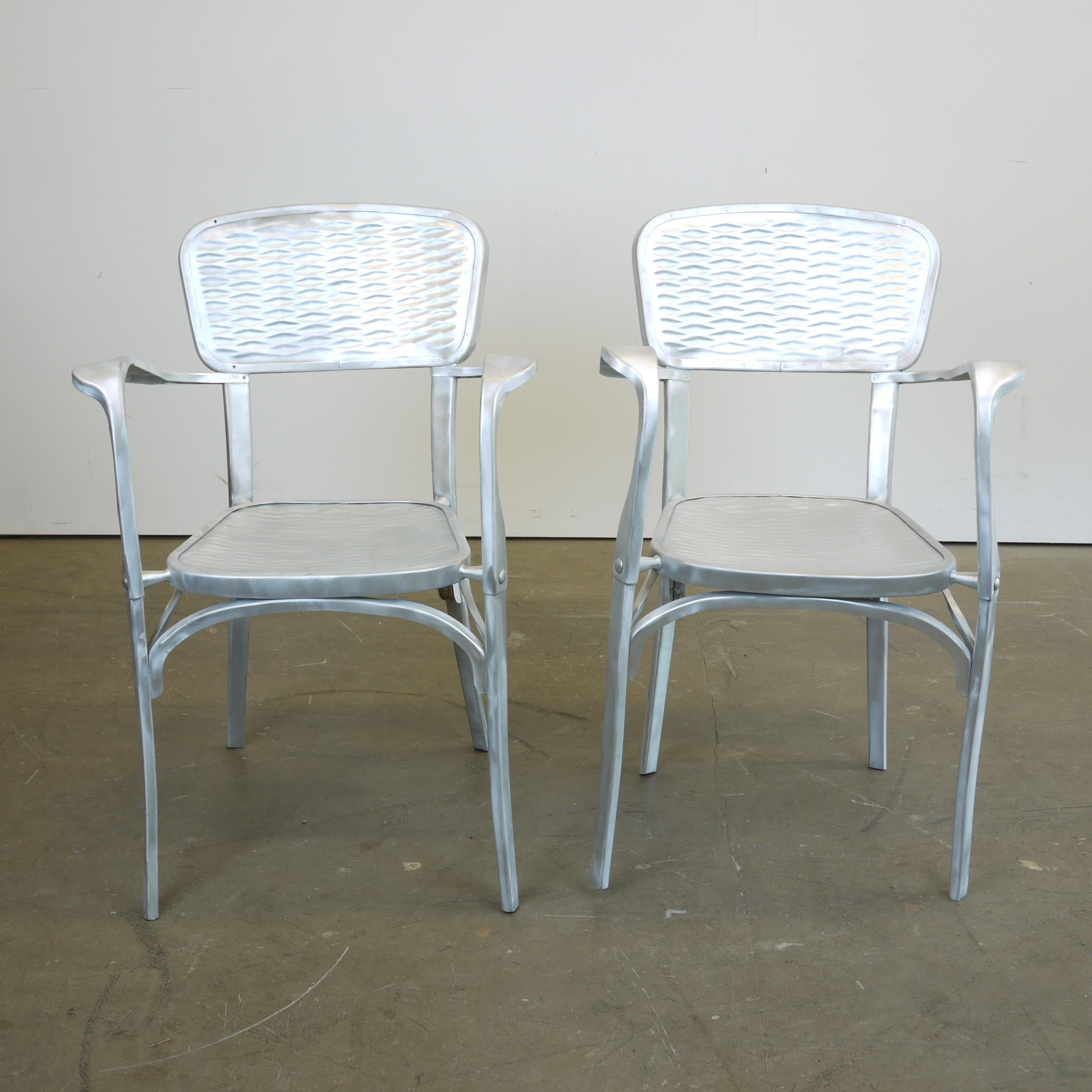 Rare Pair of 1940s French Aluminium Dining/Side Chairs 4
