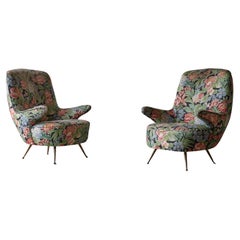 Rare Pair of 1950s Italian Armchairs, for Reupholstery