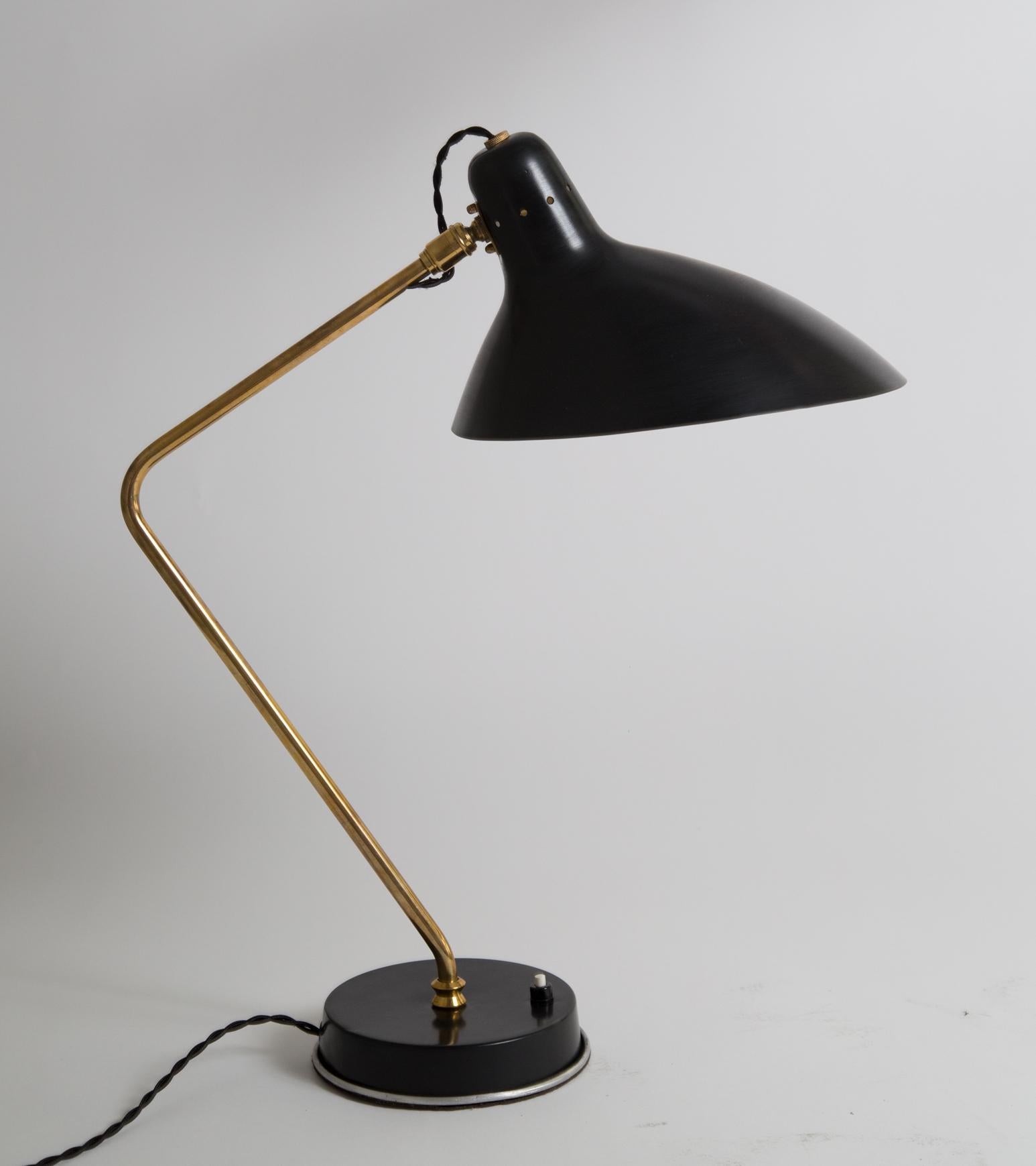 Enameled Rare Pair of 1950s Jean Boris Lacroix Table Lamps