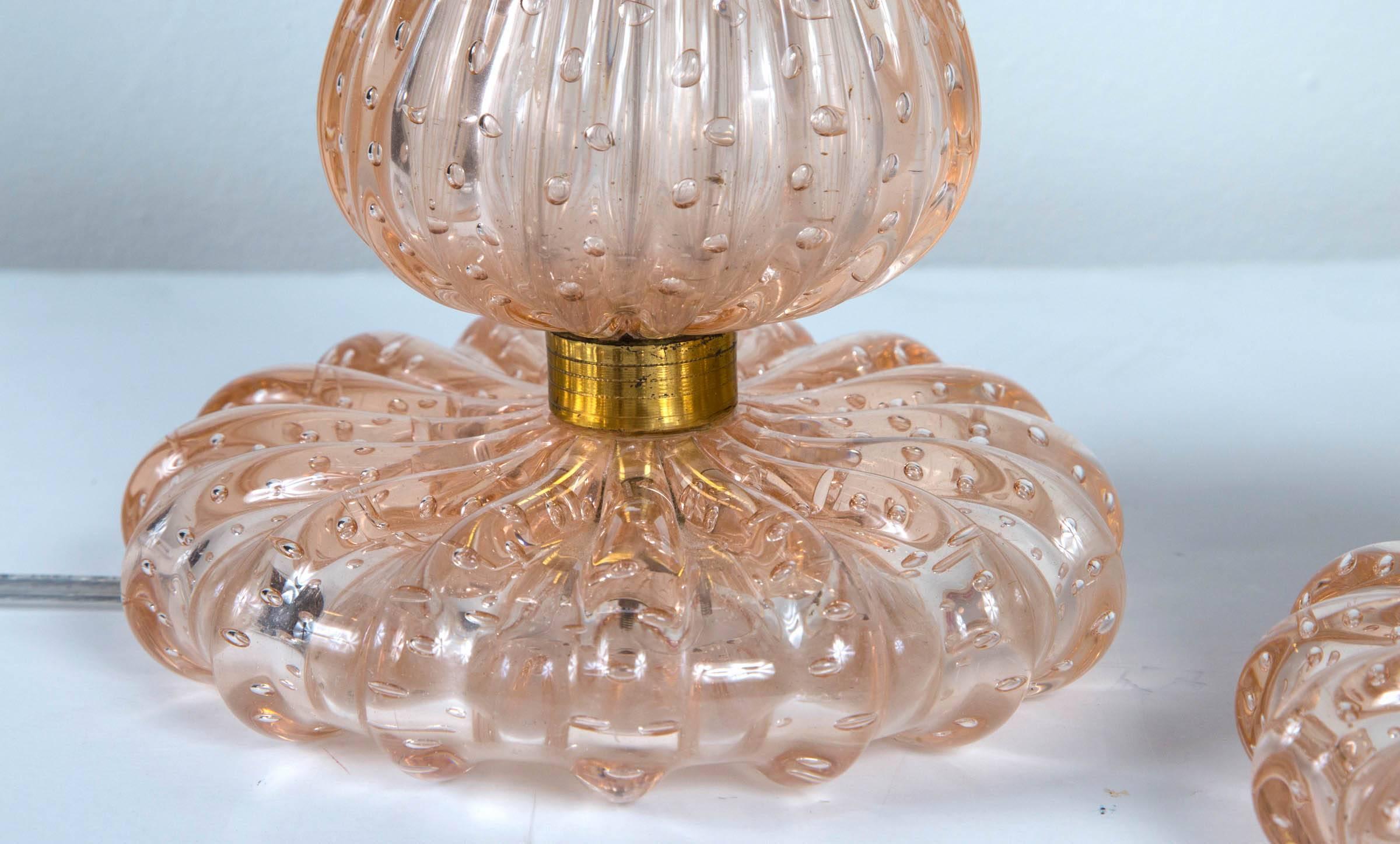Italian Rare Pair of 1950s Murano Designer Lamps For Sale