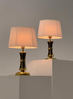 Rare Pair of 1950s Sculptural Italian Table Lamps – Solid Cast Brass Masterpiece