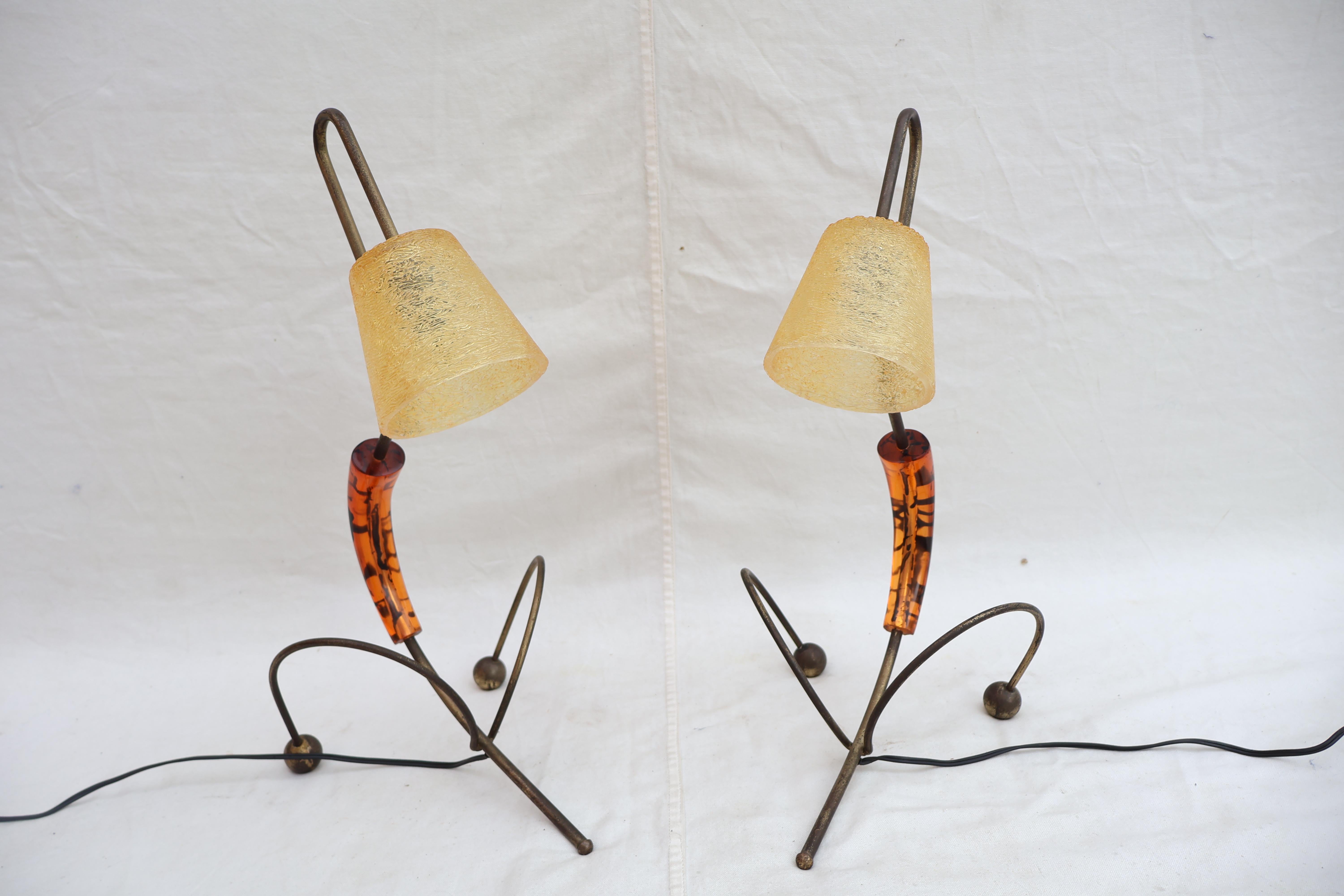 Americano Rare pair of 1950's table lamps in vendita