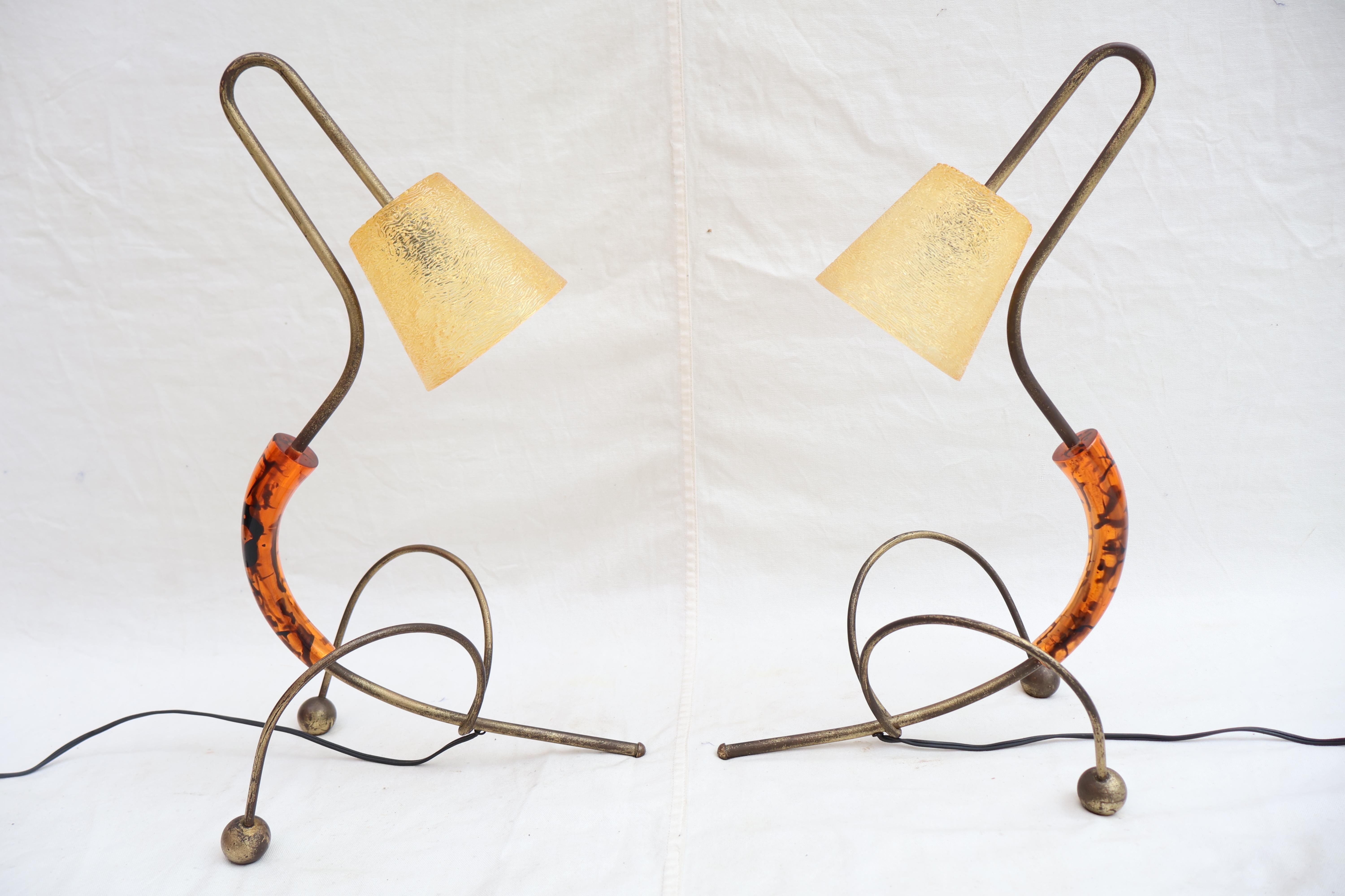 Rare pair of 1950's table lamps in vendita 1
