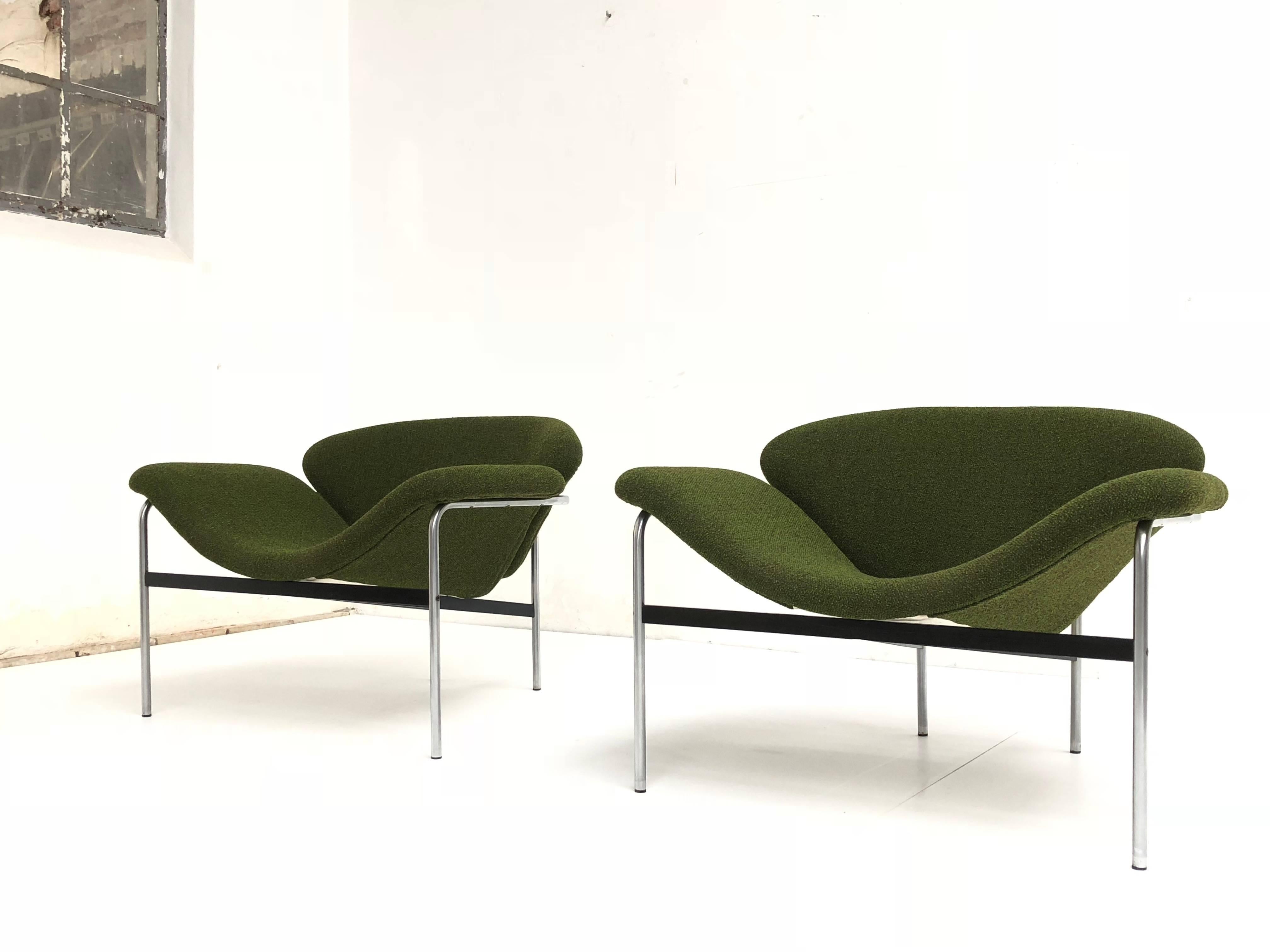 Steel Rare Pair of 1960s Dutch 'Groovy' Lounge Chairs Attributed to Gelderland
