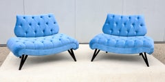 Rare Pair Of 1960's Grosfeld House Oversize Slipper Chairs