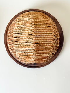 Paire rare d'appliques murales des années 1970 en teck et fibres naturelles tressées