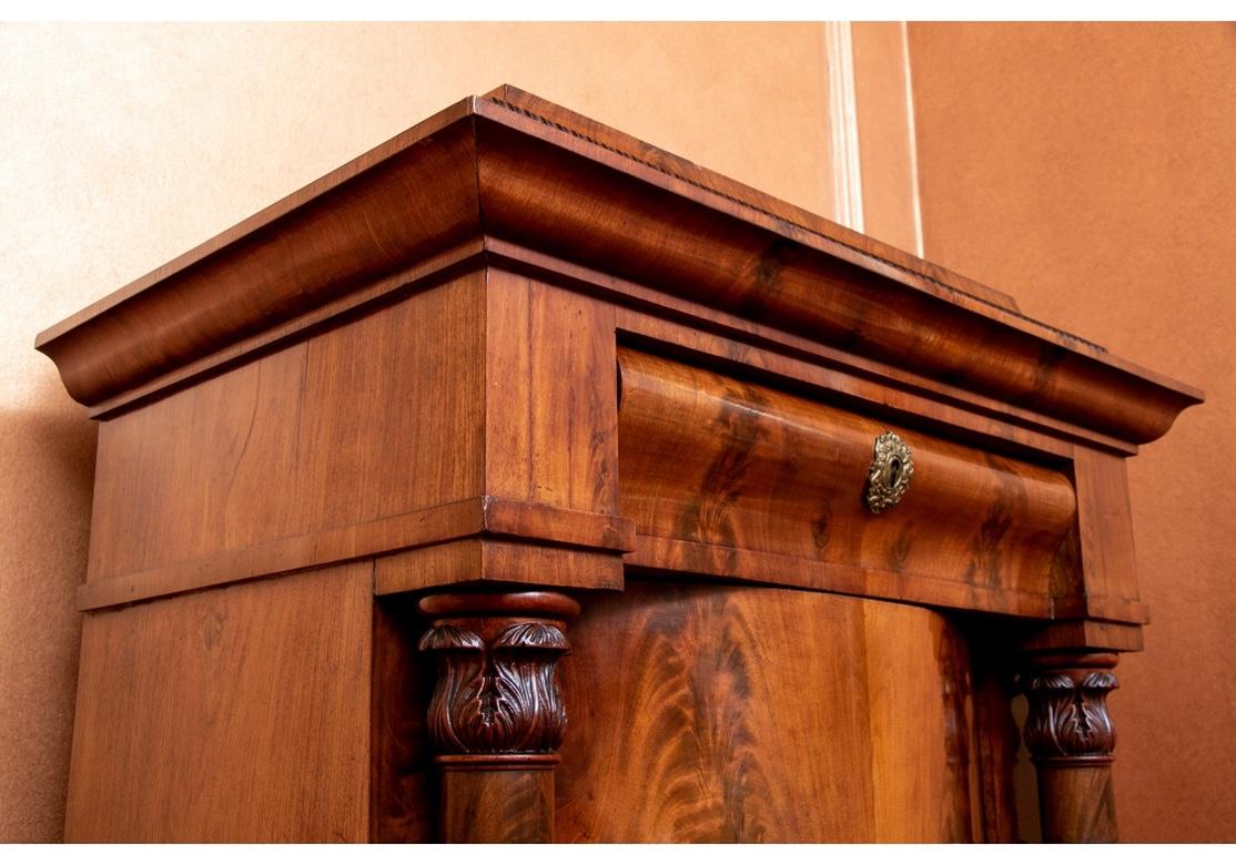 Rare Pair of 19th C. Continental Neoclassical Figured Wood Cabinets For Sale 4