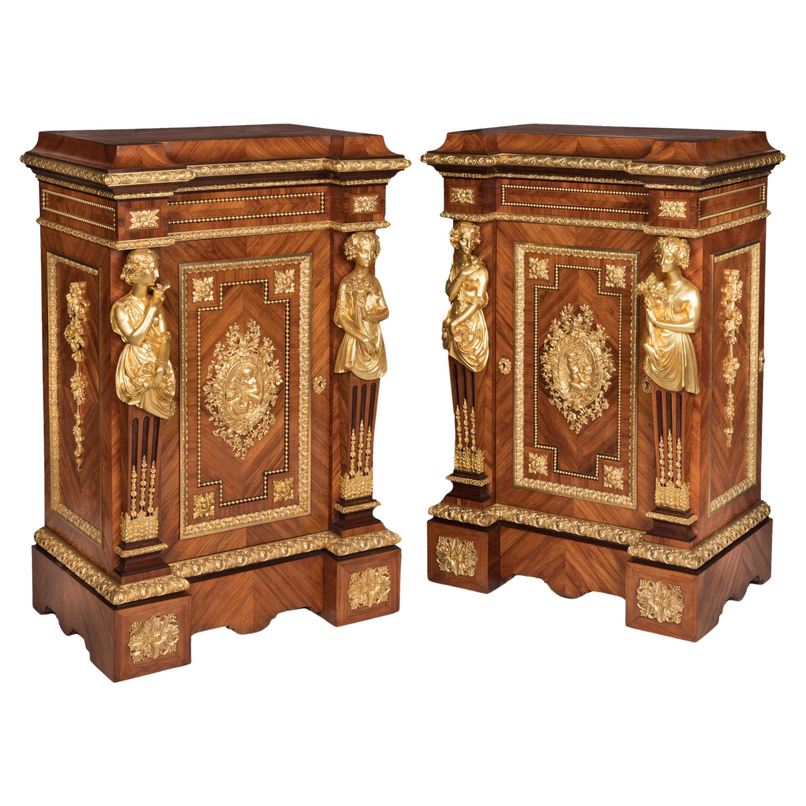 Rare Pair of 19th Century Cabinets by Grohé with a Noble Italian Provenance