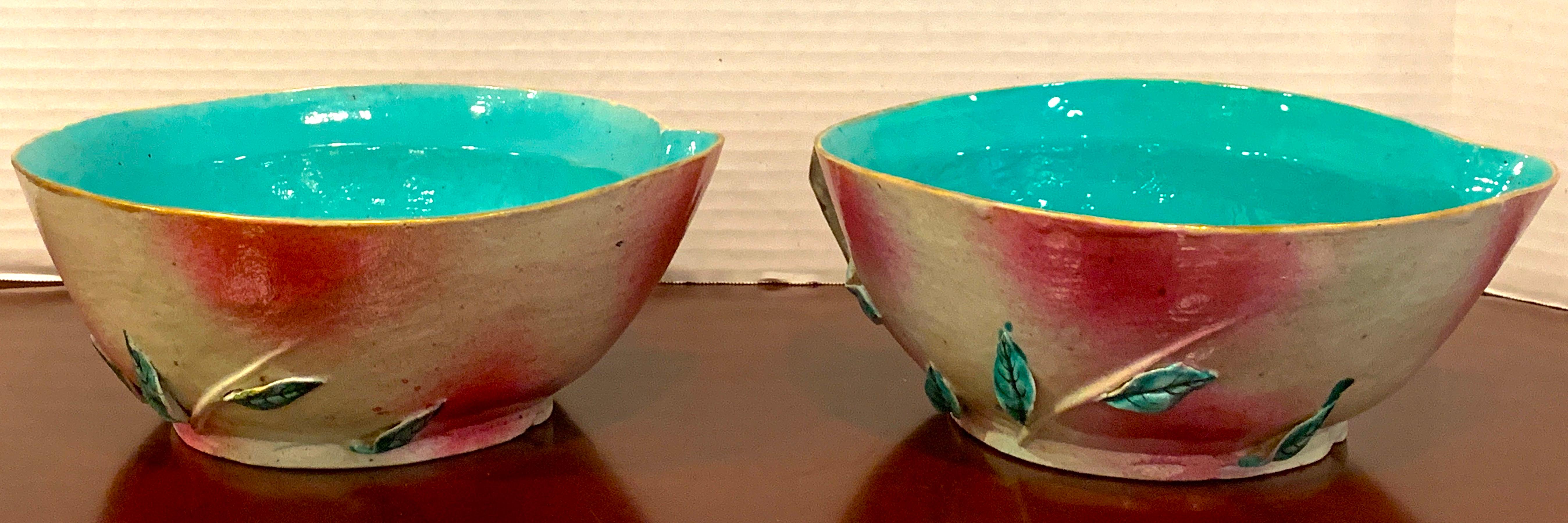 Pair of Chinese Export Famille Rose Altar Fruit Peach Bowls For Sale 2