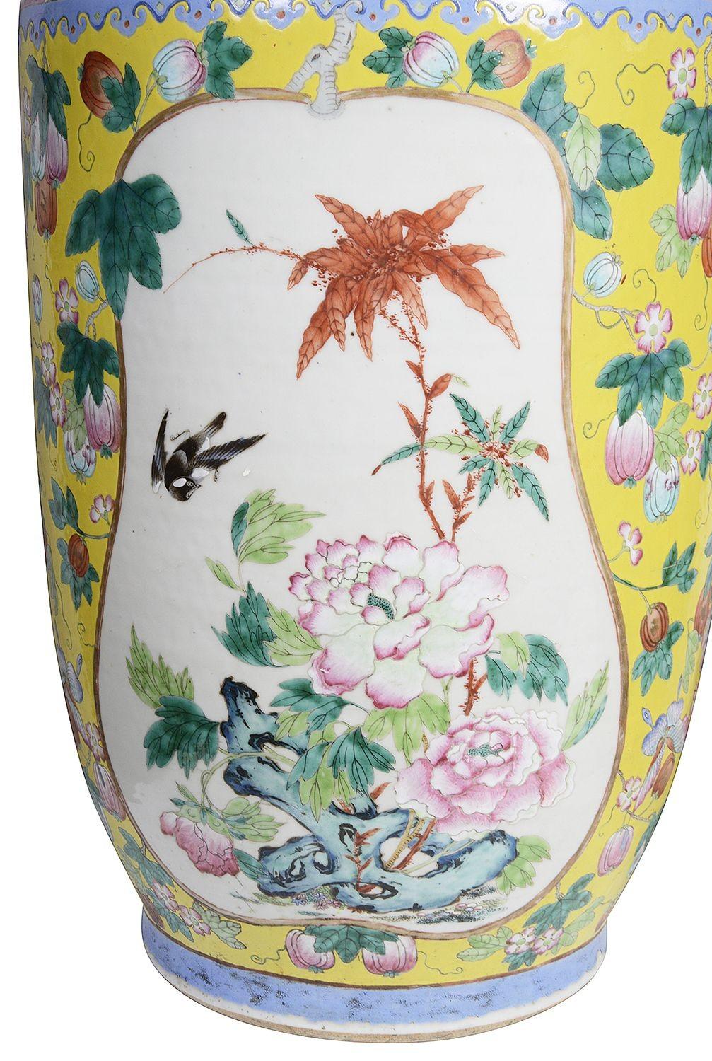 Hand-Painted Rare Pair of 19th Century Chinese Famille Rose Vases For Sale