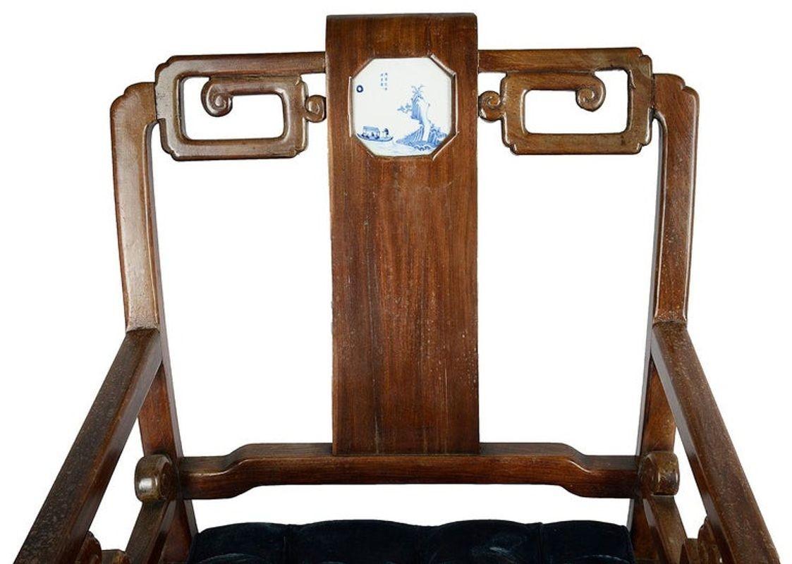 Chinese Export Rare Pair of 19th Century Chinese Hardwood Armchairs For Sale