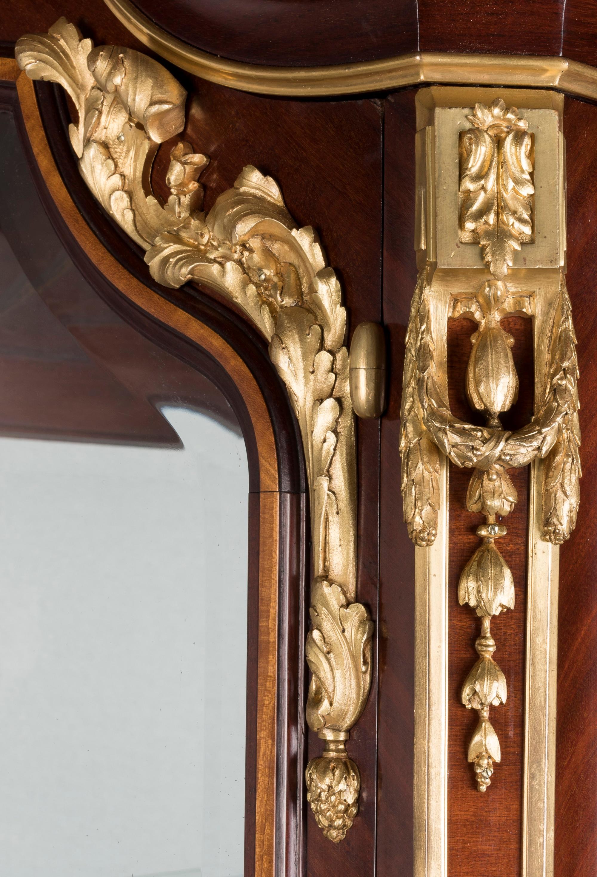 Gilt Rare Pair of 19th Century Marquetry Display Cabinets in the Louis XVI Style For Sale