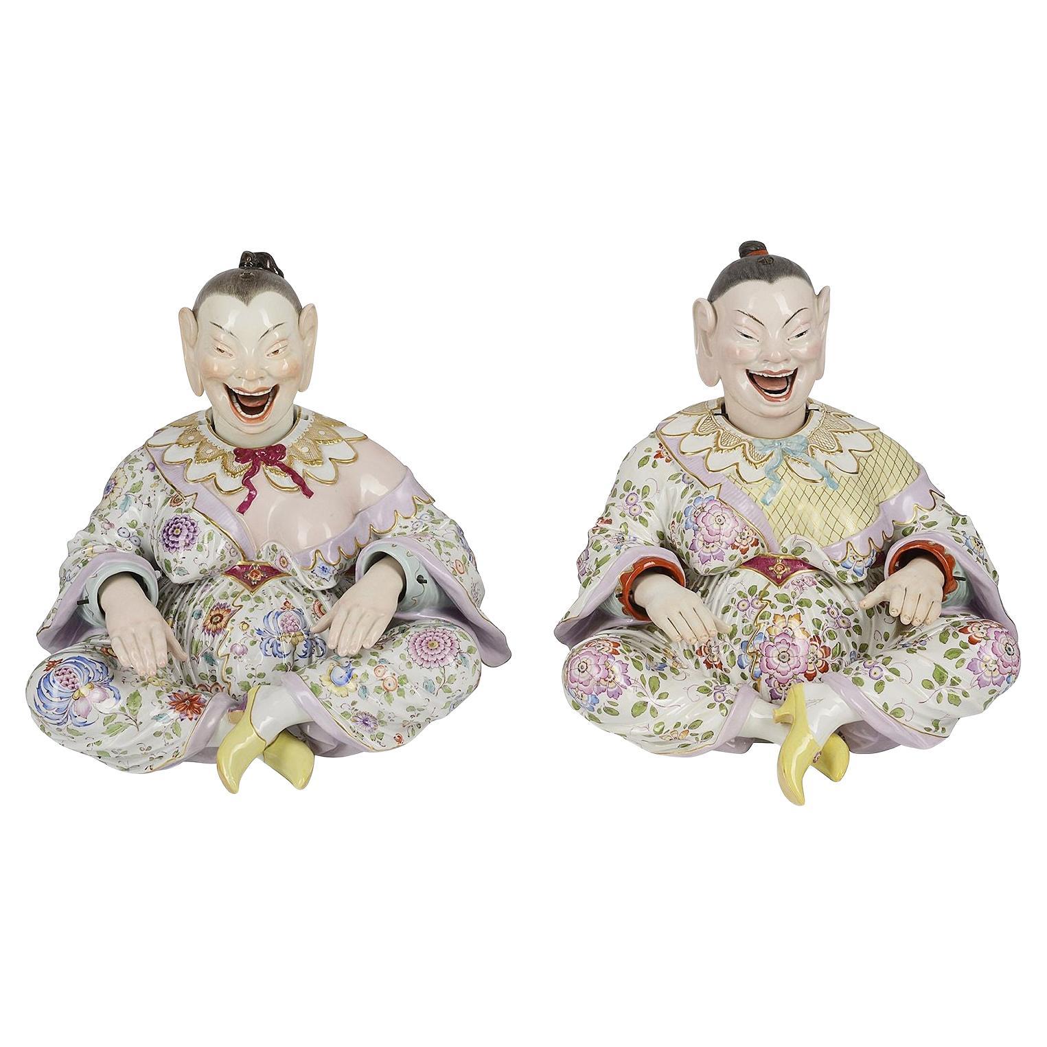 Rare Pair of 19th Century Meissen Nodding Pagodas For Sale