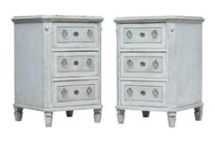 Rare Pair of 19th Century Painted Swedish Bedside Chests