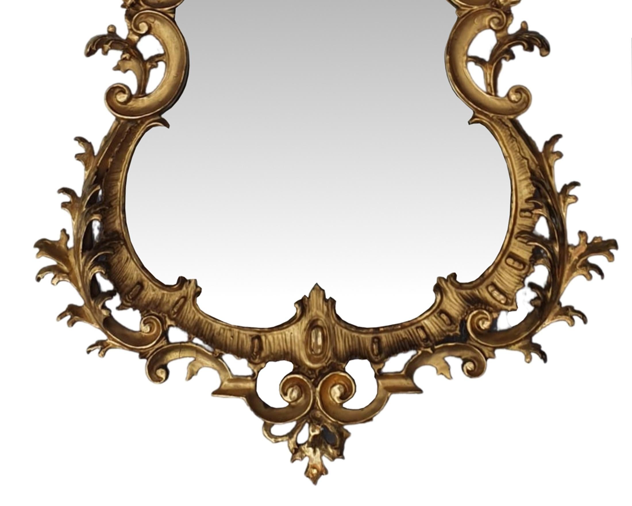 Rara coppia di specchi in legno dorato del XIX secolo in stile rococò In condizioni buone in vendita a Dublin, IE