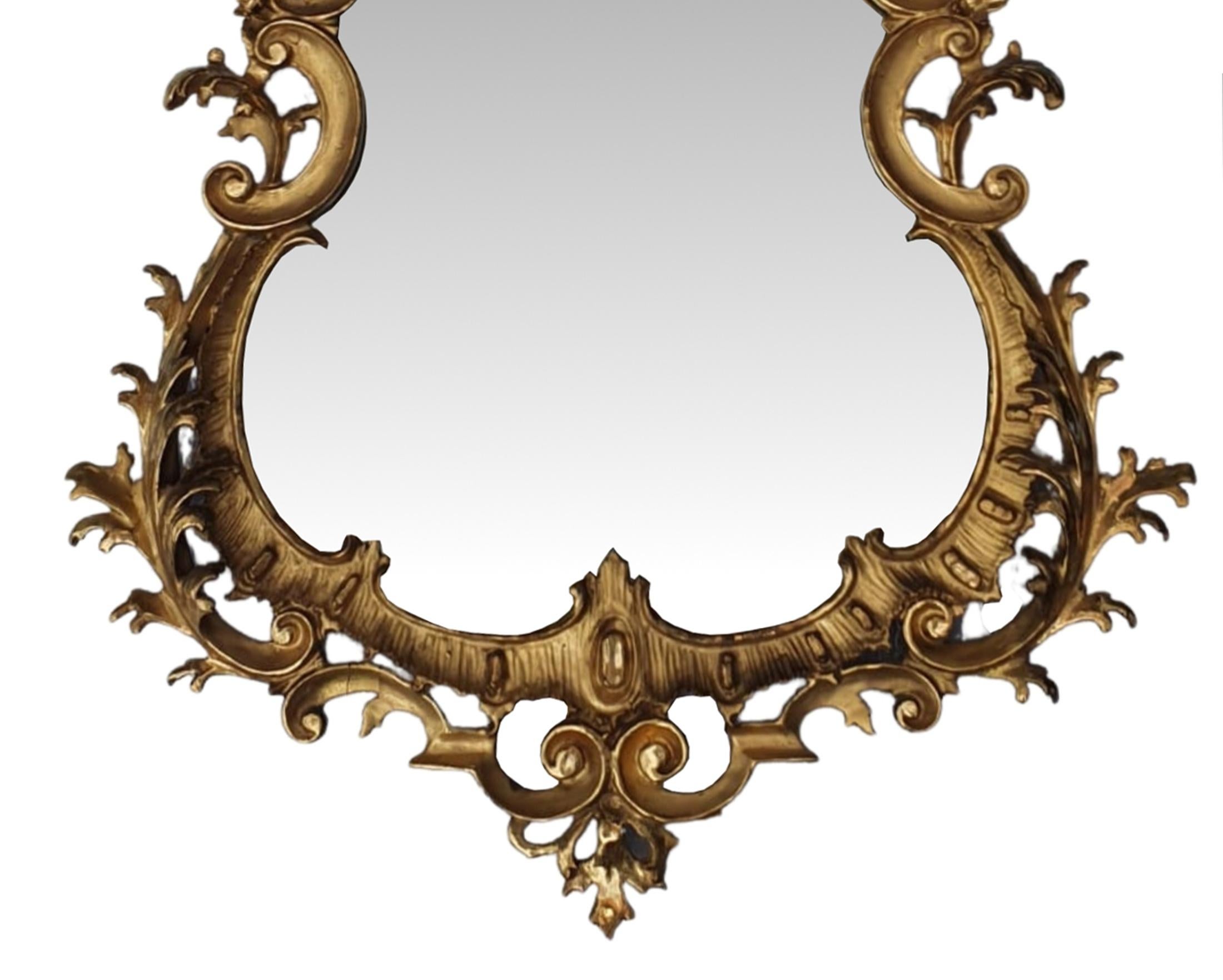 Rare Pair of 19th Century Pier Giltwood Mirrors in the Rococo Manner In Good Condition For Sale In Dublin, IE