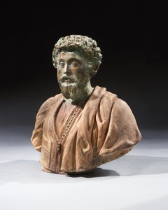 Rare Pair of 19th Century Portrait Busts of Caesars Marcus Aurelius and Caracall