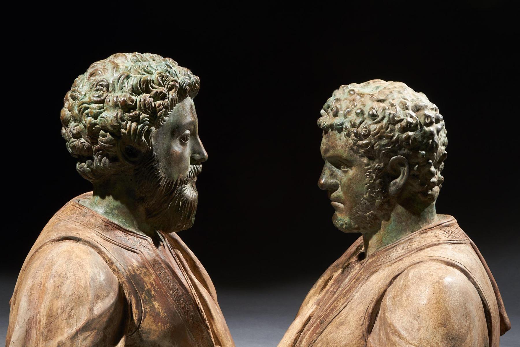Rare Pair of 19th Century Portrait Busts of Caesars Marcus Aurelius and Caracall In Good Condition For Sale In Benington, Herts