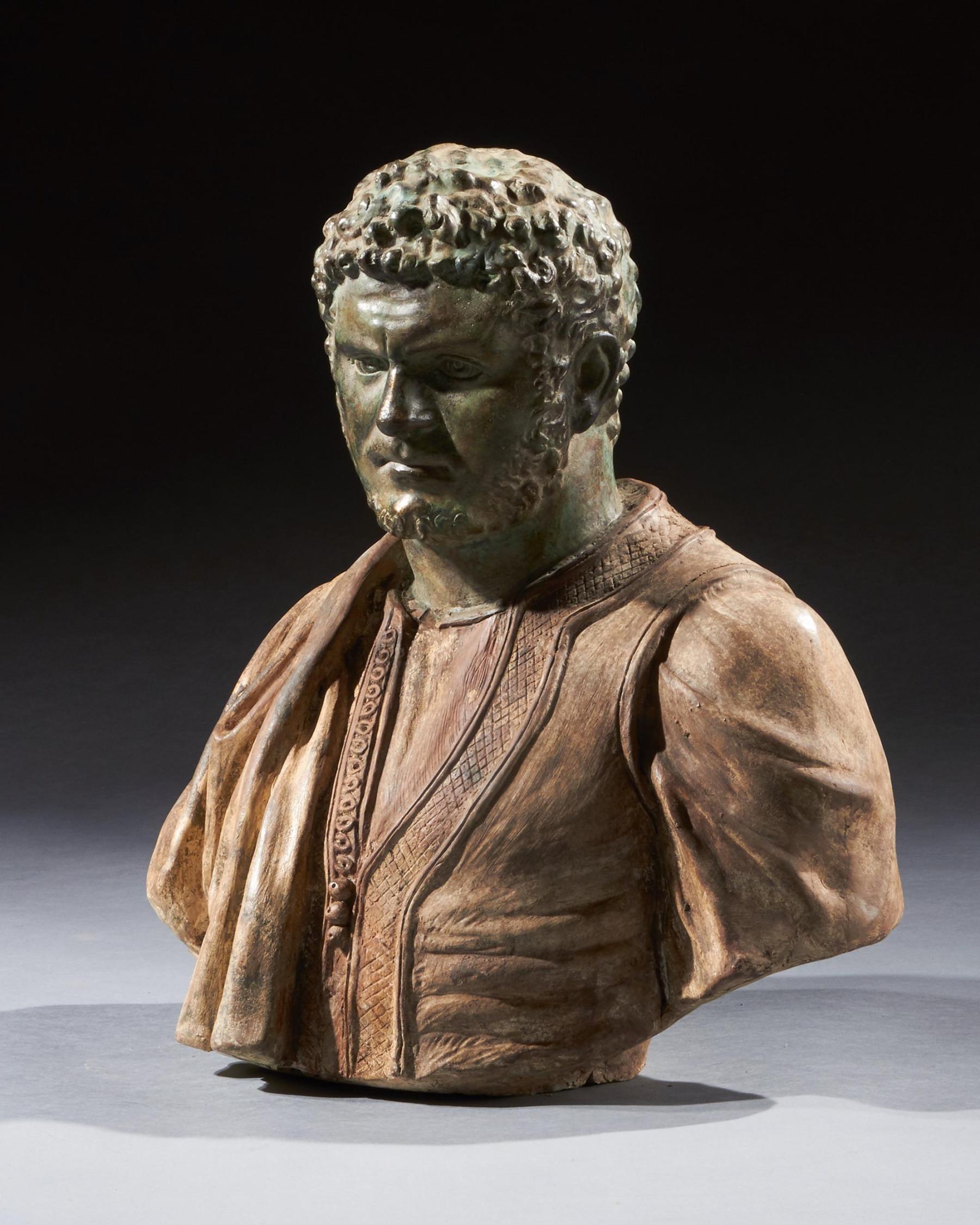 Bronze Rare Pair of 19th Century Portrait Busts of Caesars Marcus Aurelius and Caracall For Sale