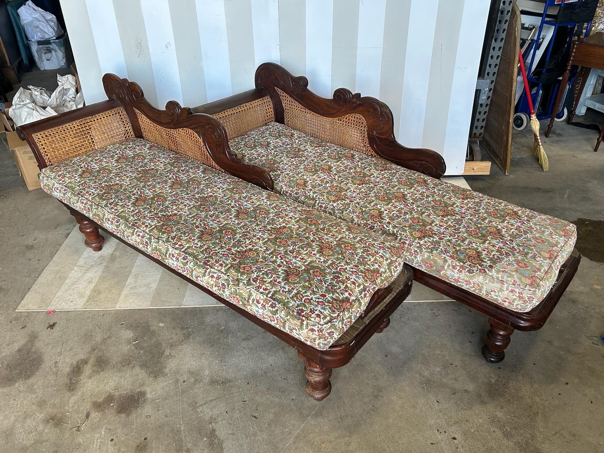 Caribbean Rare pair of 19th Century West Indies Recamiers, Likely Barbados or Jamaica For Sale