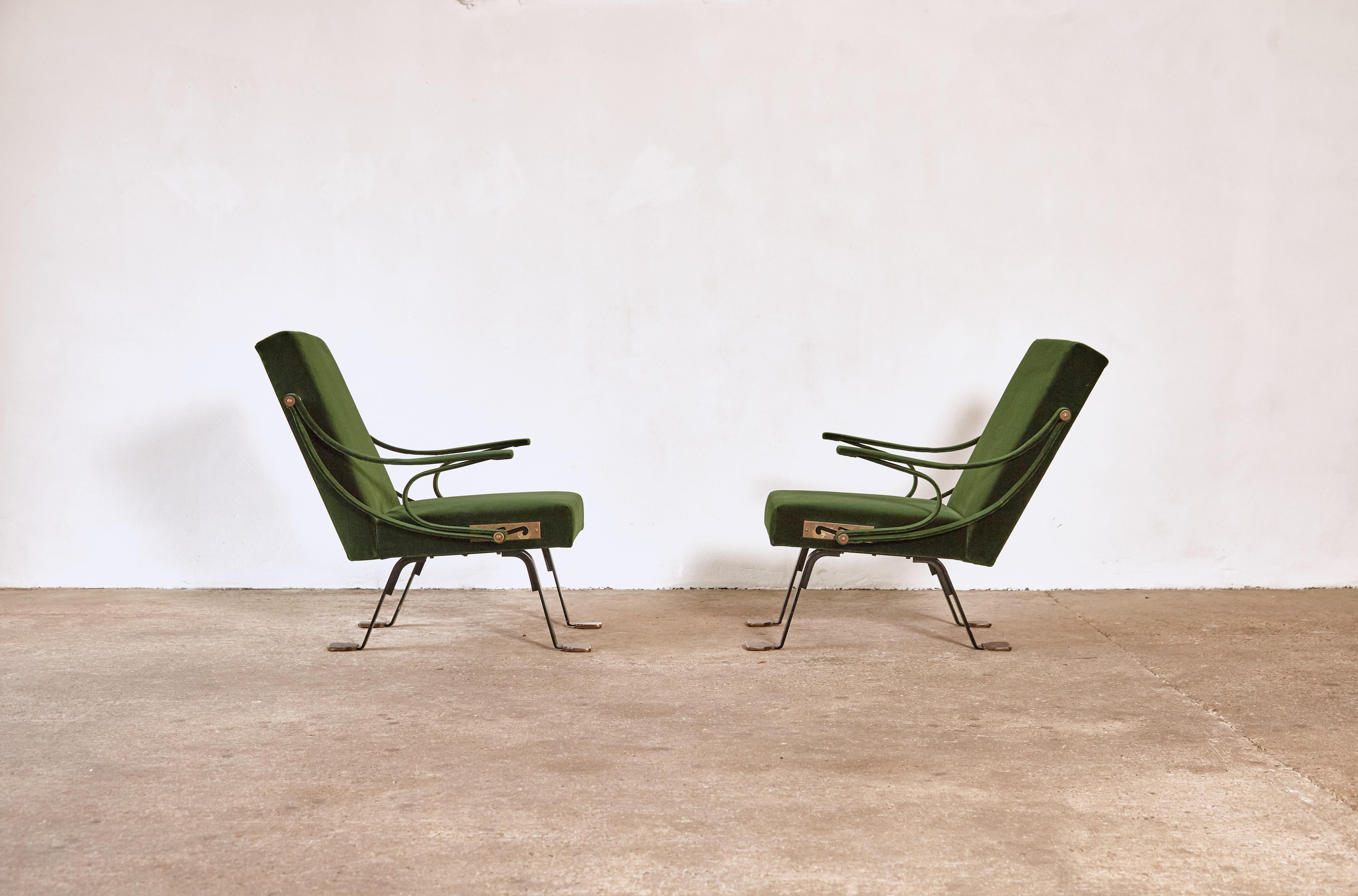 Mid-Century Modern Rare Pair of 1st Edition Ignazio Gardella Reclining Digamma Chairs, 1960s, Italy