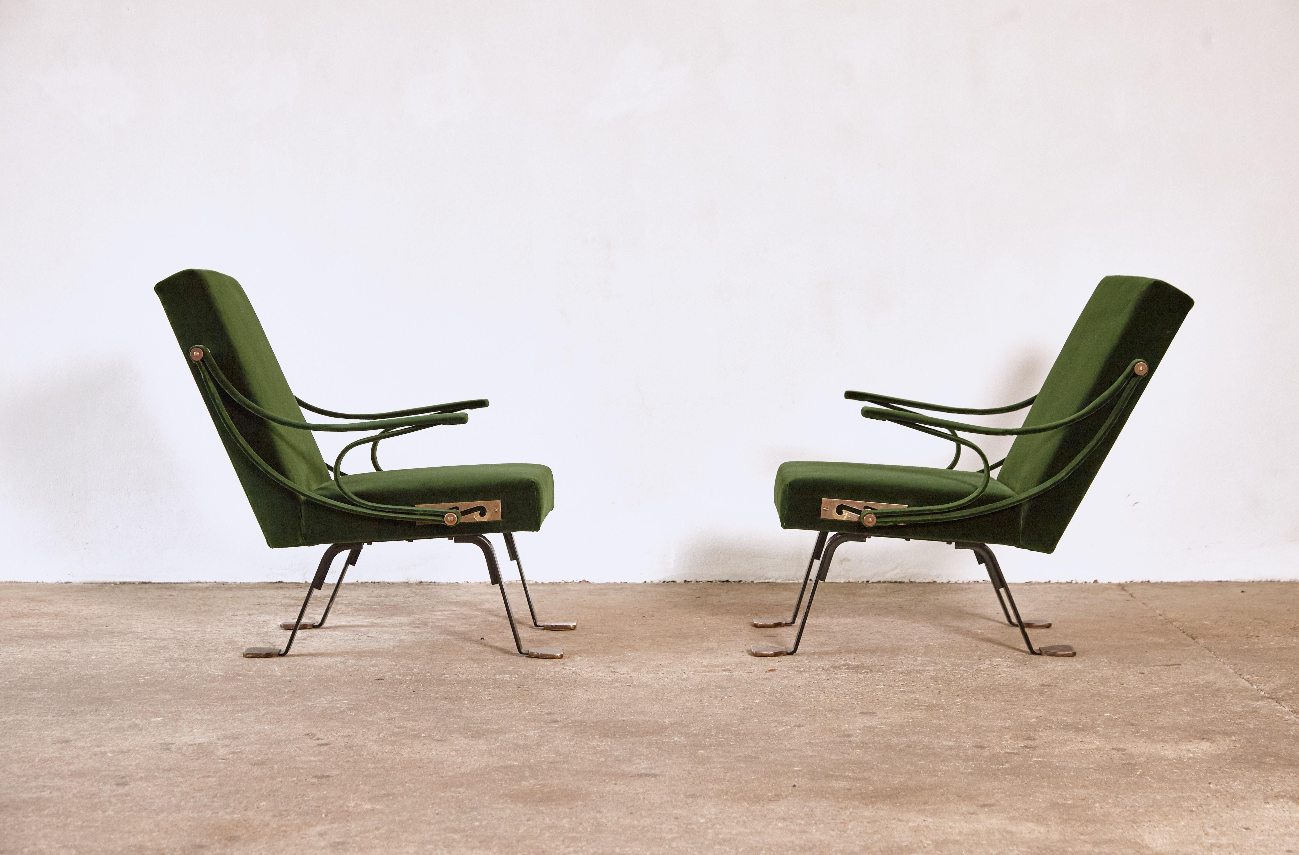 20th Century Rare Pair of 1st Edition Ignazio Gardella Reclining Digamma Chairs, 1960s, Italy