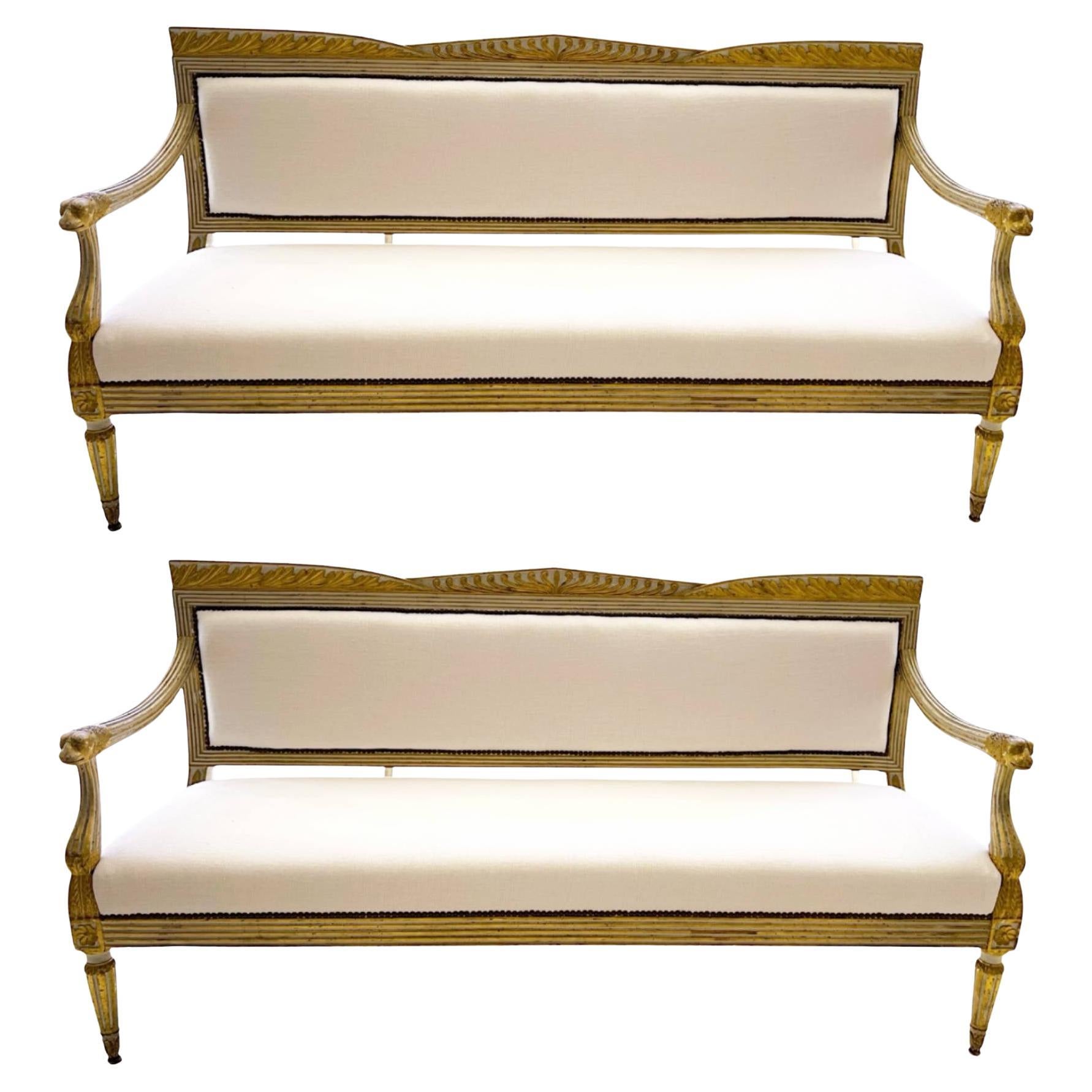 Rare paire de bancs 1er Empire de Parma