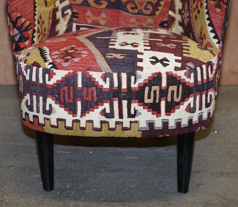 Rare Pair of 2007 George Smith Kilim Tom Dixon Wing Back Armchairs For Sale 4