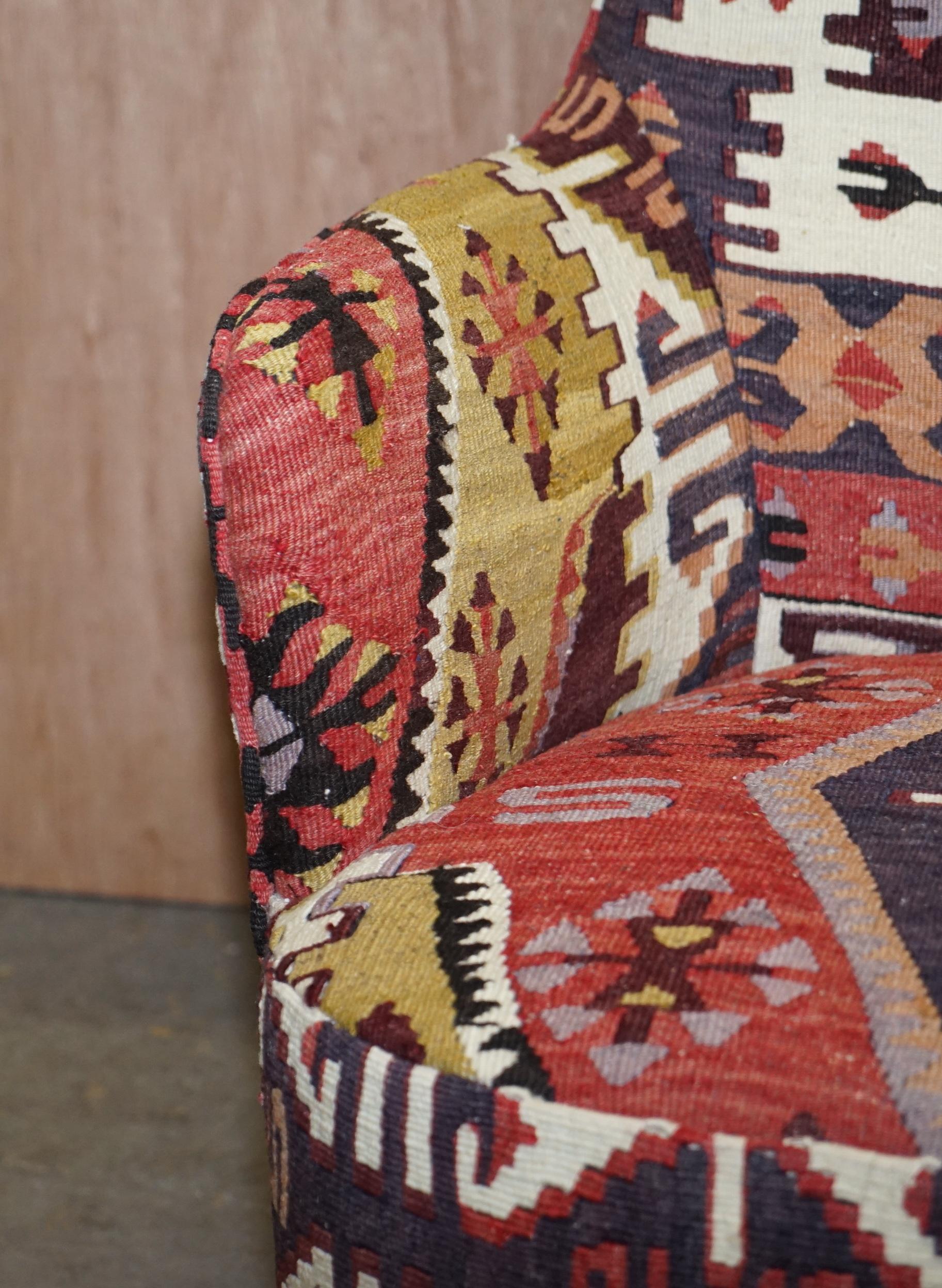 Rare Pair of 2007 George Smith Kilim Tom Dixon Wing Back Armchairs 2