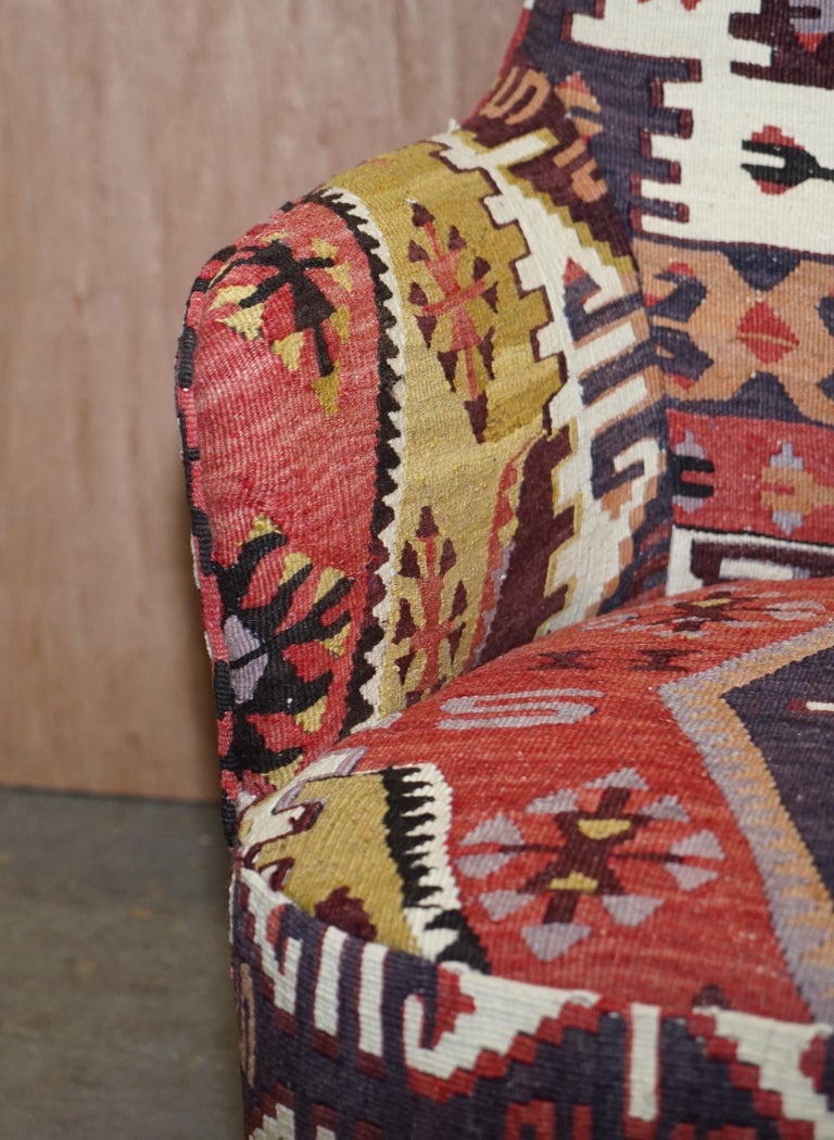 Rare Pair of 2007 George Smith Kilim Tom Dixon Wing Back Armchairs For Sale 5