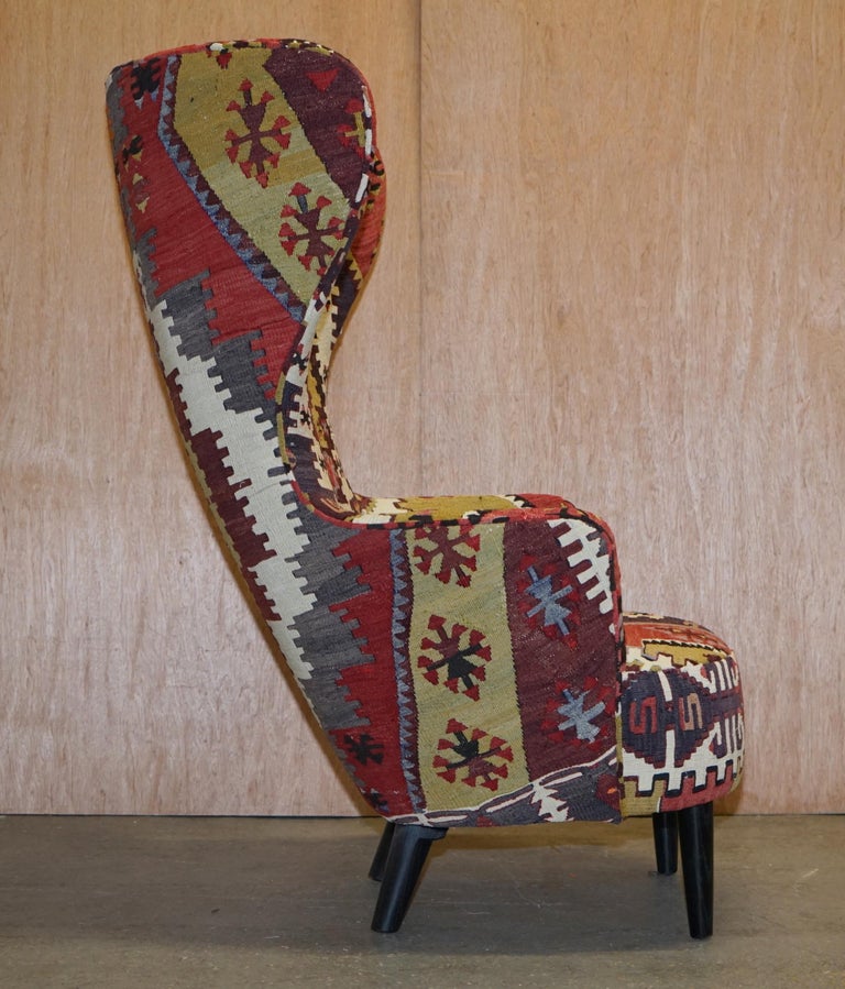 Rare Pair of 2007 George Smith Kilim Tom Dixon Wing Back Armchairs For Sale 6