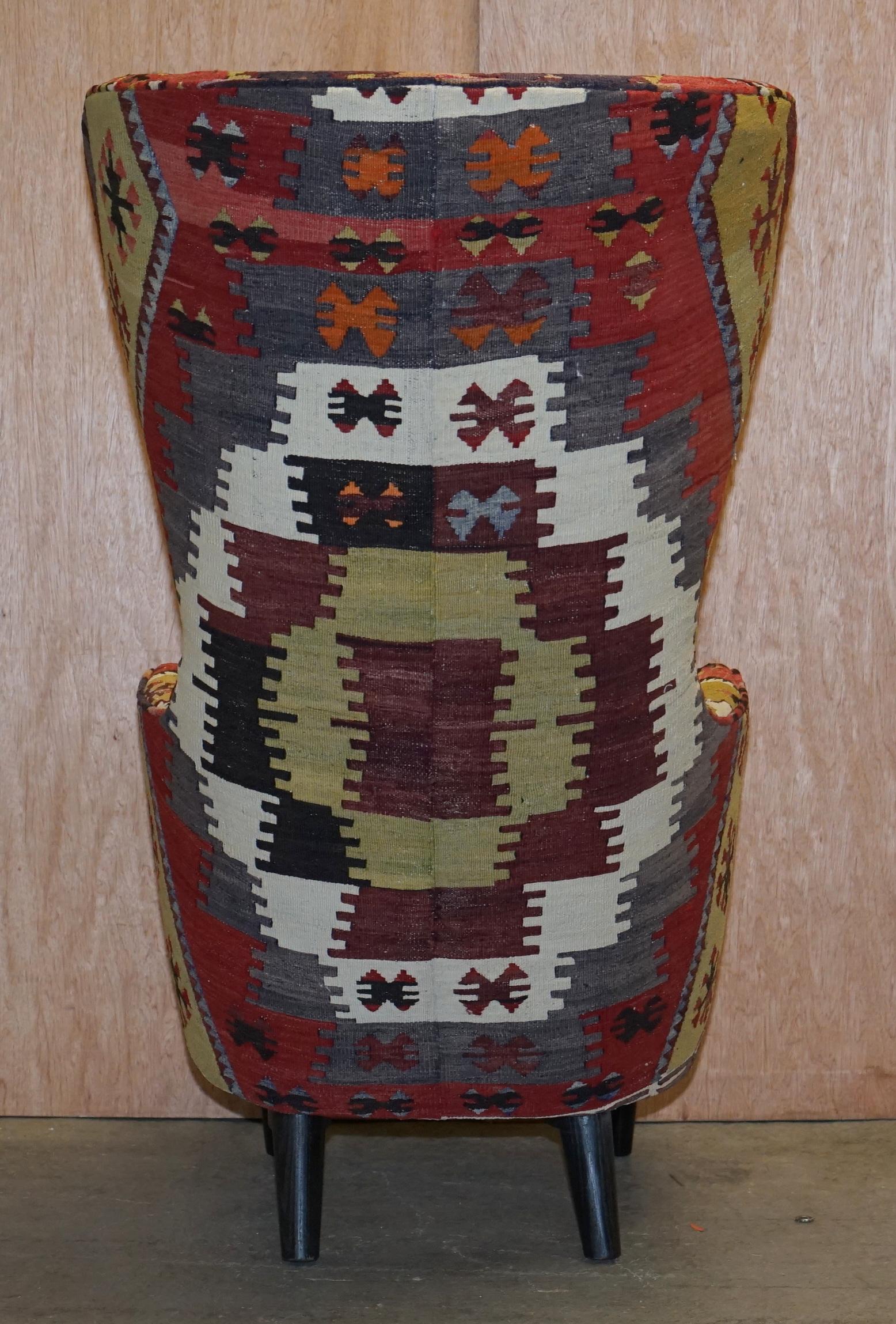 Rare Pair of 2007 George Smith Kilim Tom Dixon Wing Back Armchairs 6