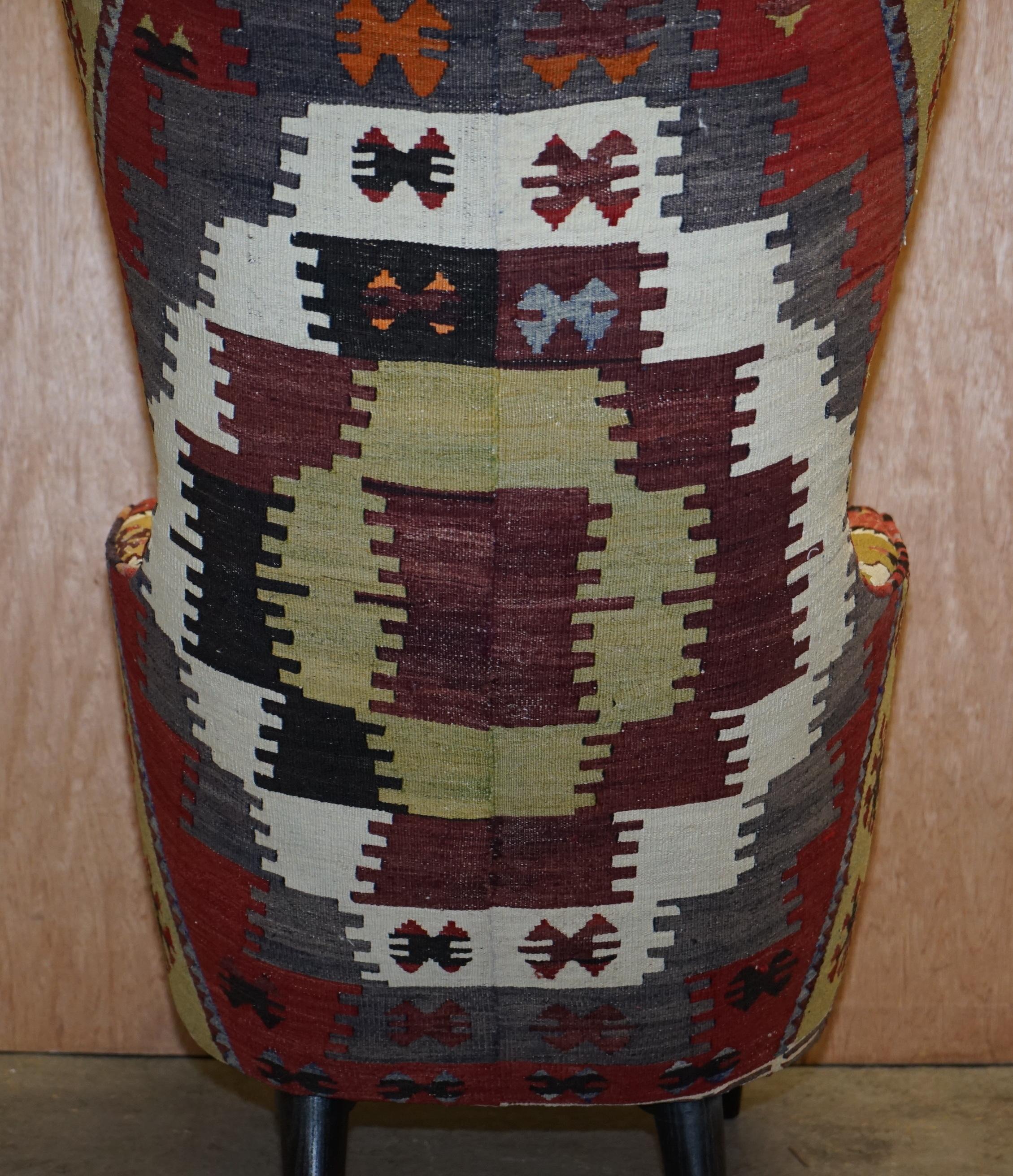 Rare Pair of 2007 George Smith Kilim Tom Dixon Wing Back Armchairs 7