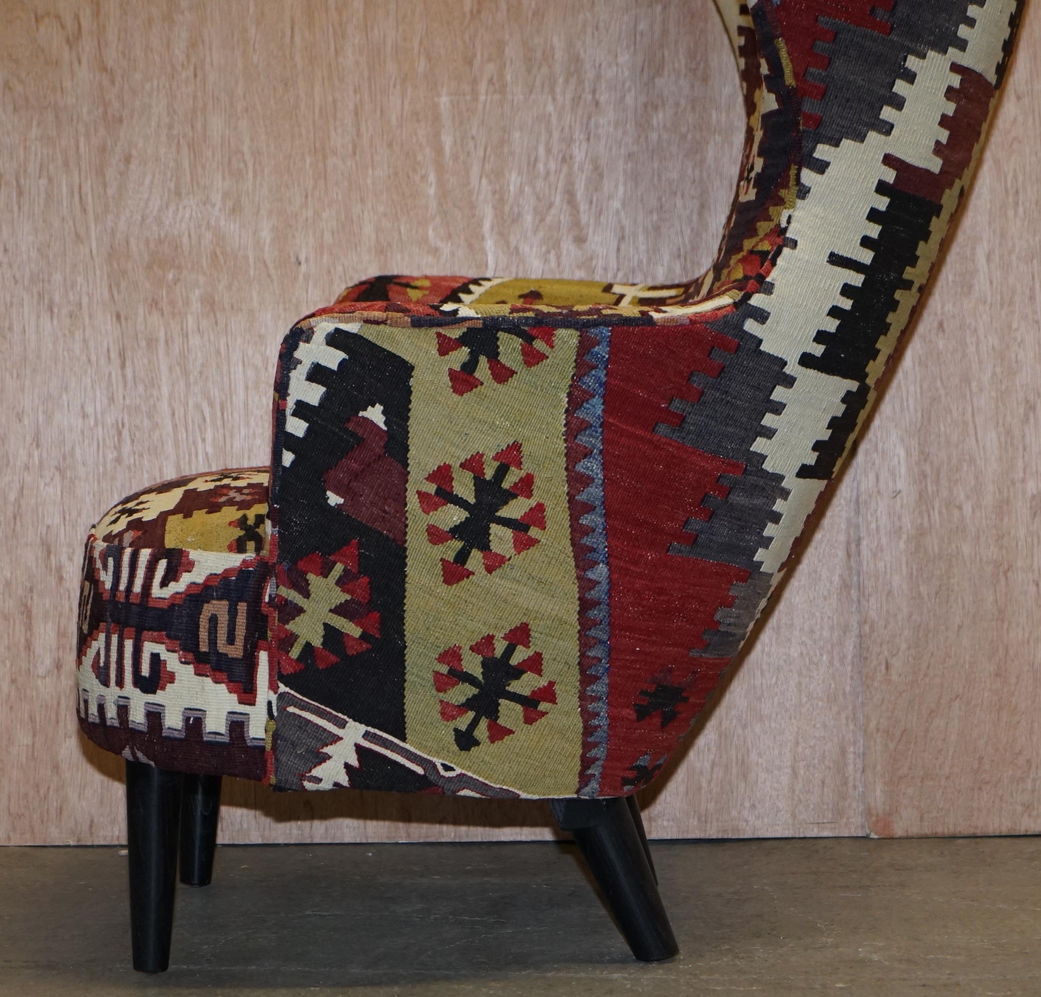 Rare Pair of 2007 George Smith Kilim Tom Dixon Wing Back Armchairs 13