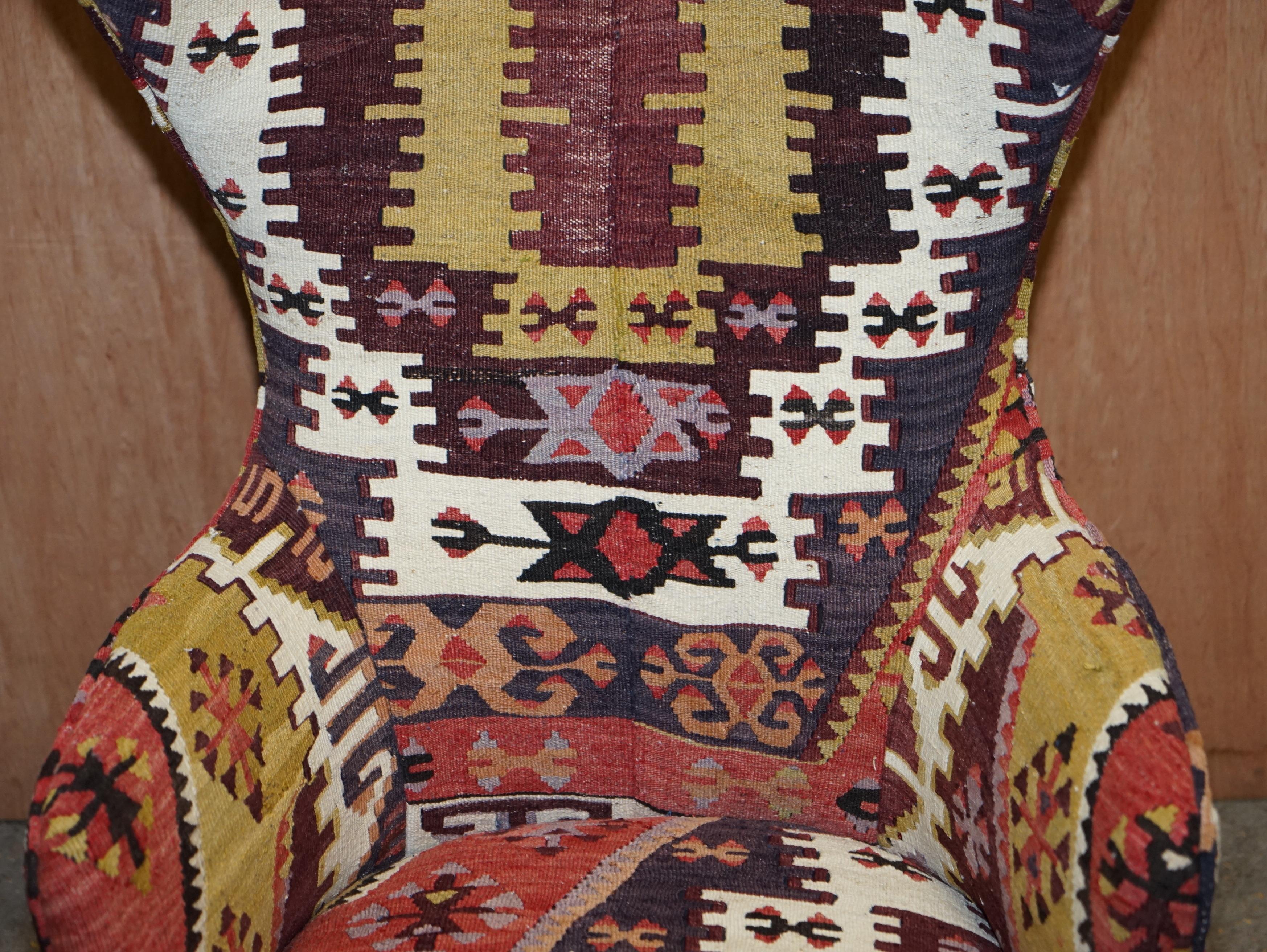 Upholstery Rare Pair of 2007 George Smith Kilim Tom Dixon Wing Back Armchairs