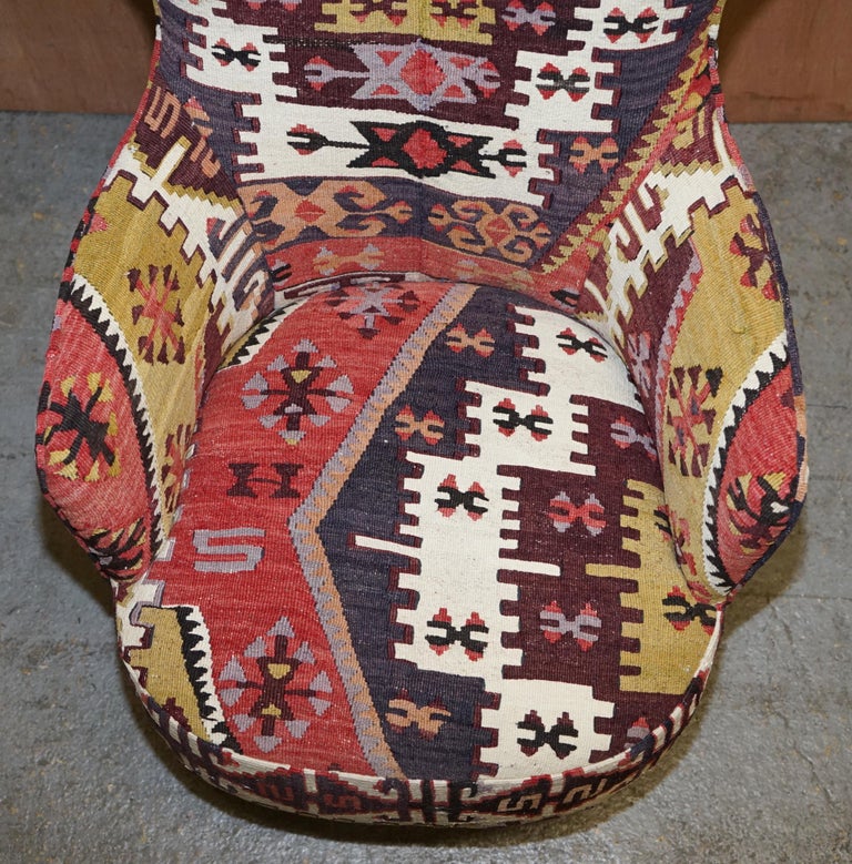 Upholstery Rare Pair of 2007 George Smith Kilim Tom Dixon Wing Back Armchairs For Sale