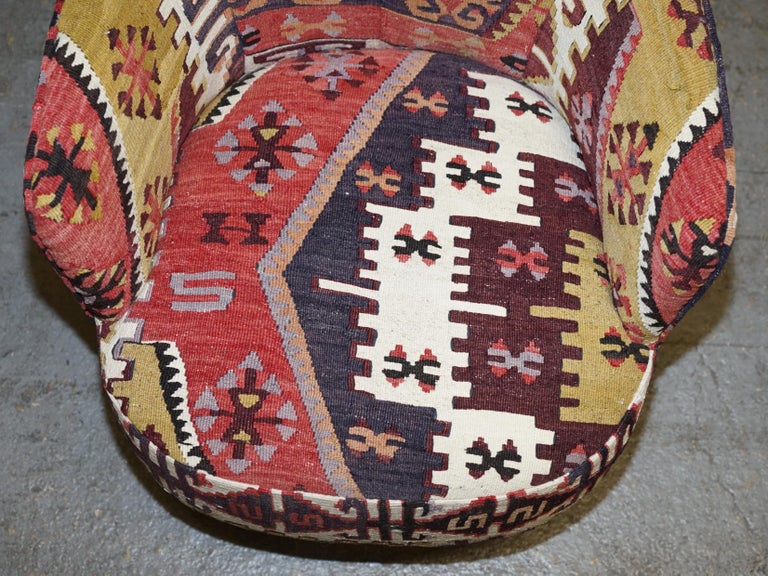 Rare Pair of 2007 George Smith Kilim Tom Dixon Wing Back Armchairs For Sale 1