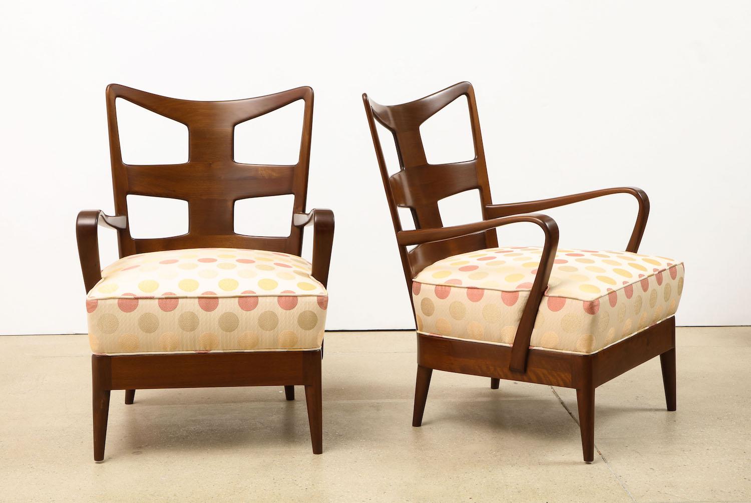 Italian Rare Pair of 6575 Open Arm Chairs by Osvaldo Borsani