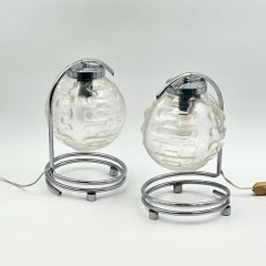 Rare Pair of 70s Lamps in Crafted Glass Richard Essig Besigheim Design Germany