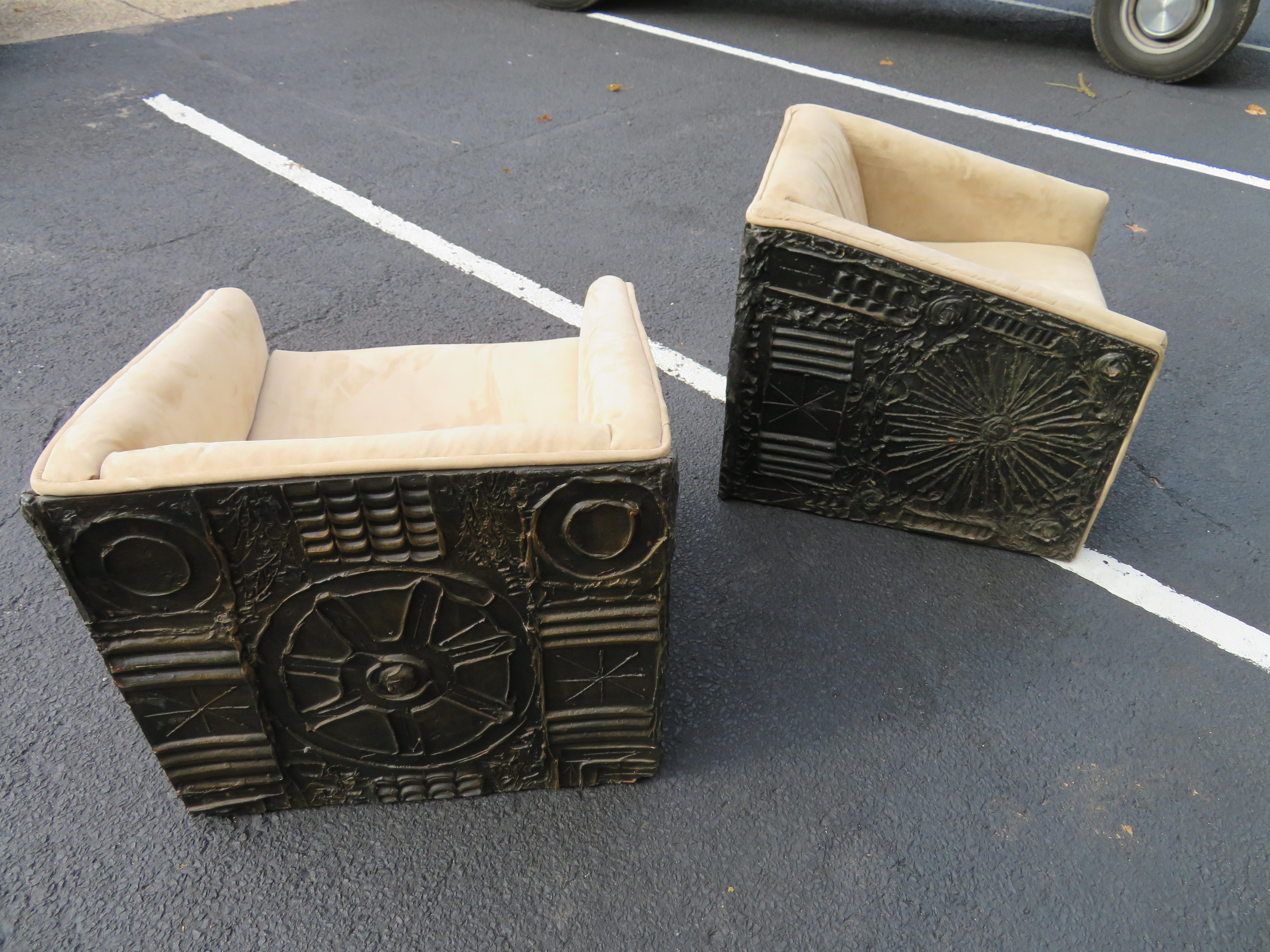 Rare Pair of Adrian Pearsall Brutalist Cube Lounge Chairs Mid-Century Modern 9
