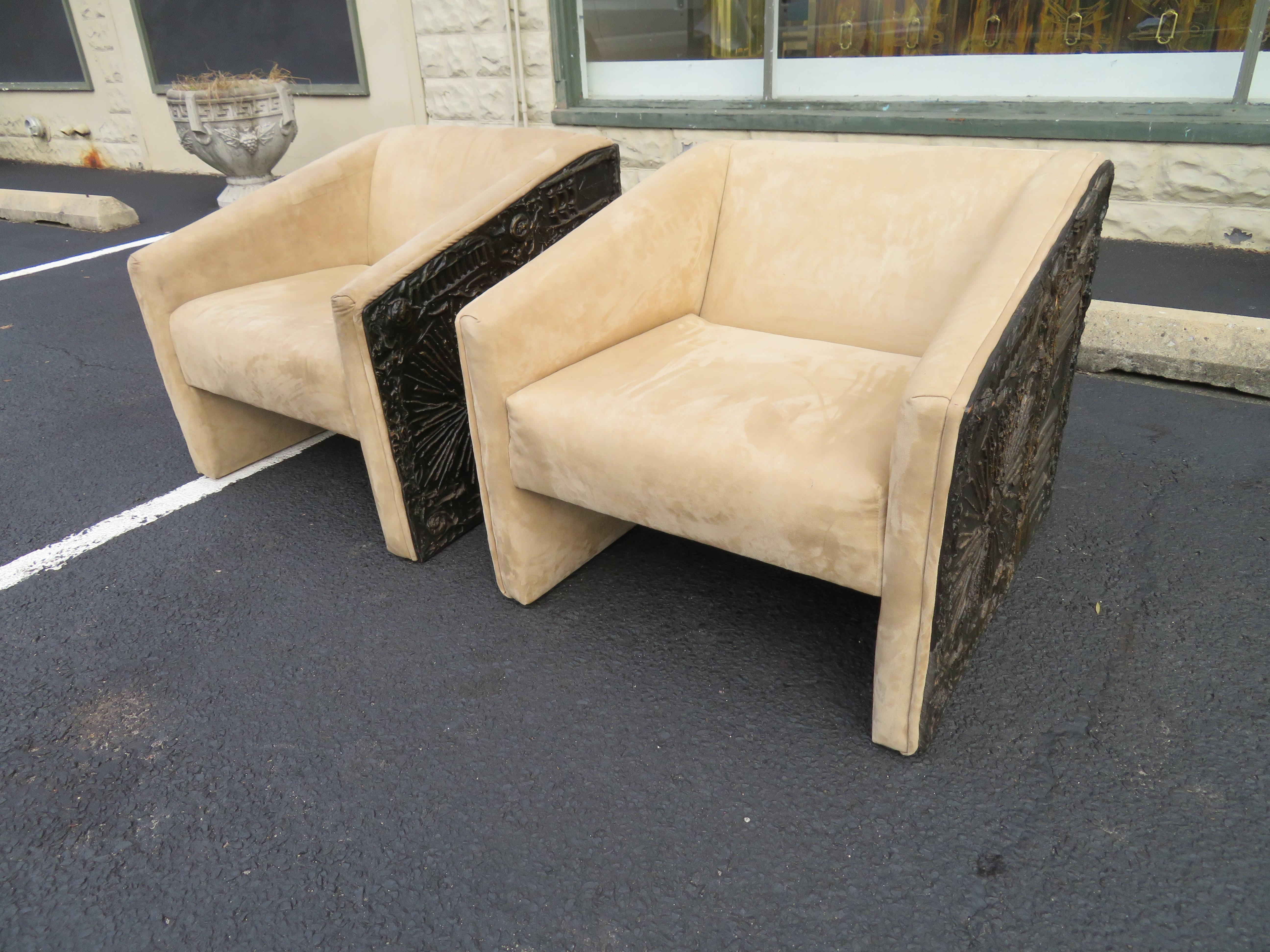 American Rare Pair of Adrian Pearsall Brutalist Cube Lounge Chairs Mid-Century Modern