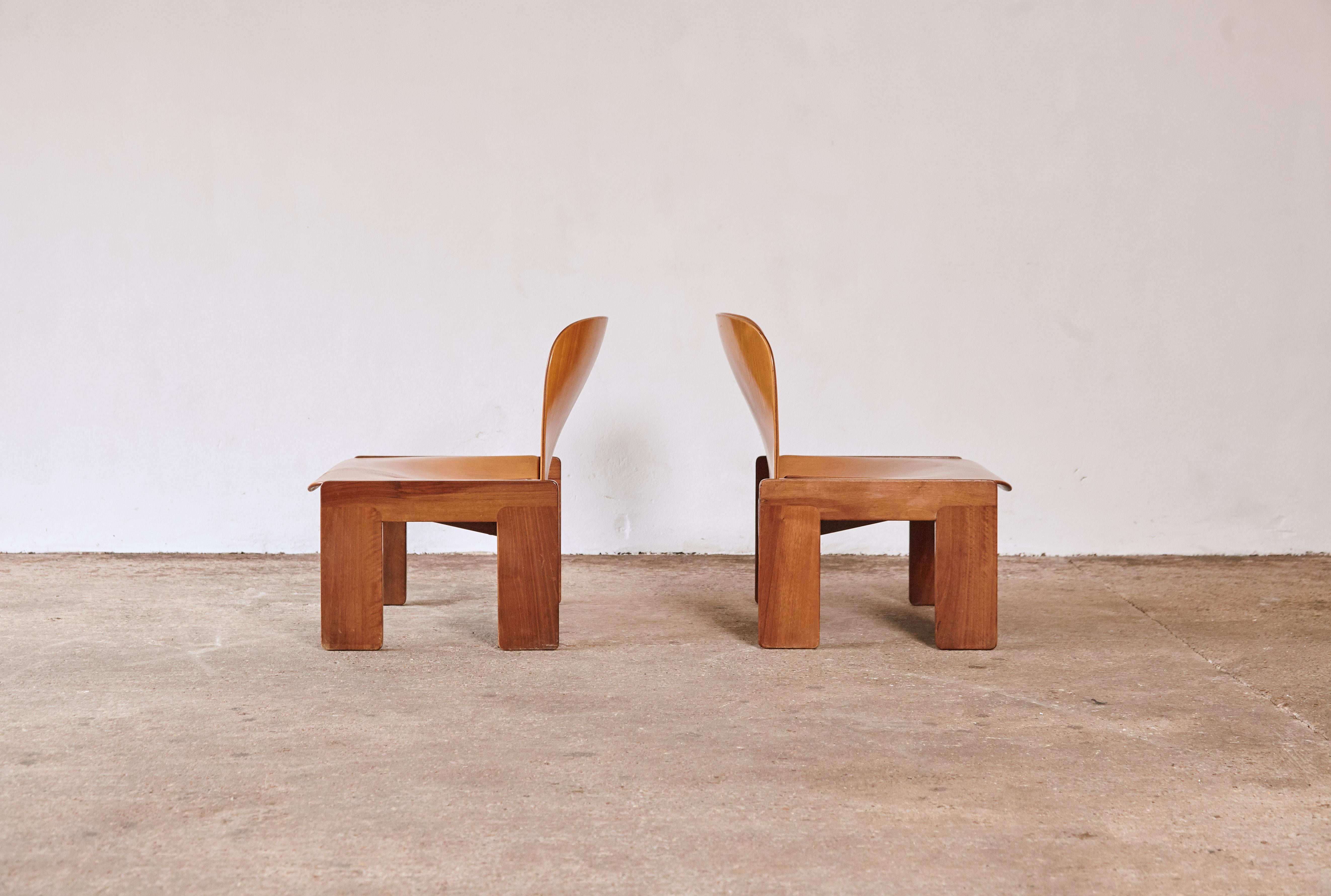 Bois Paire rare de fauteuils de salon Afra & Tobia Scarpa 925, Cassina, Italie, années 1960