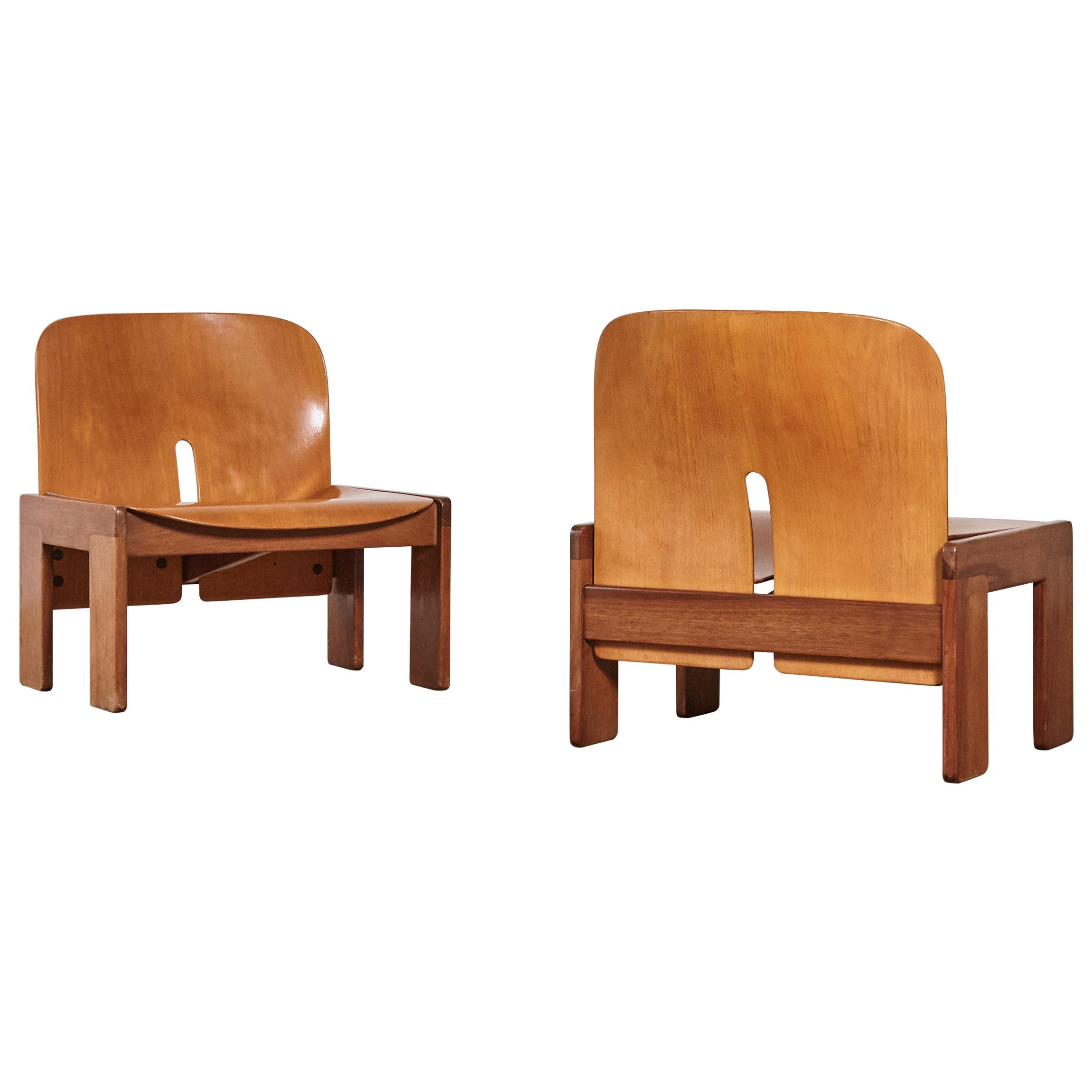 Rare Pair of Afra & Tobia Scarpa 925 Lounge Chairs, Cassina, Italy, 1960s