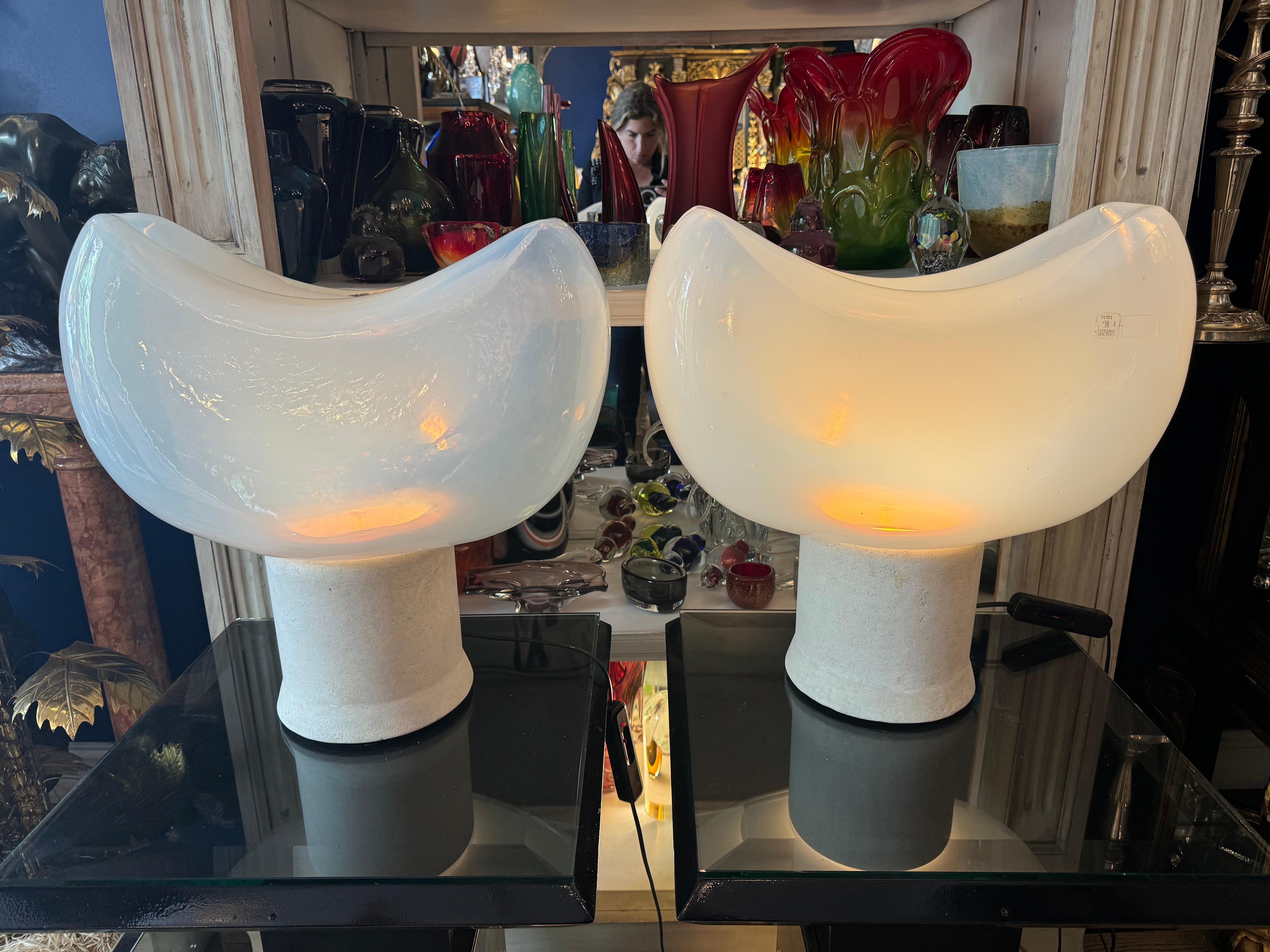 Mid-Century Modern Rare Pair of Aghia Table Lamps, Leucos Edition by Roberto Pamio, Italy 1970 For Sale