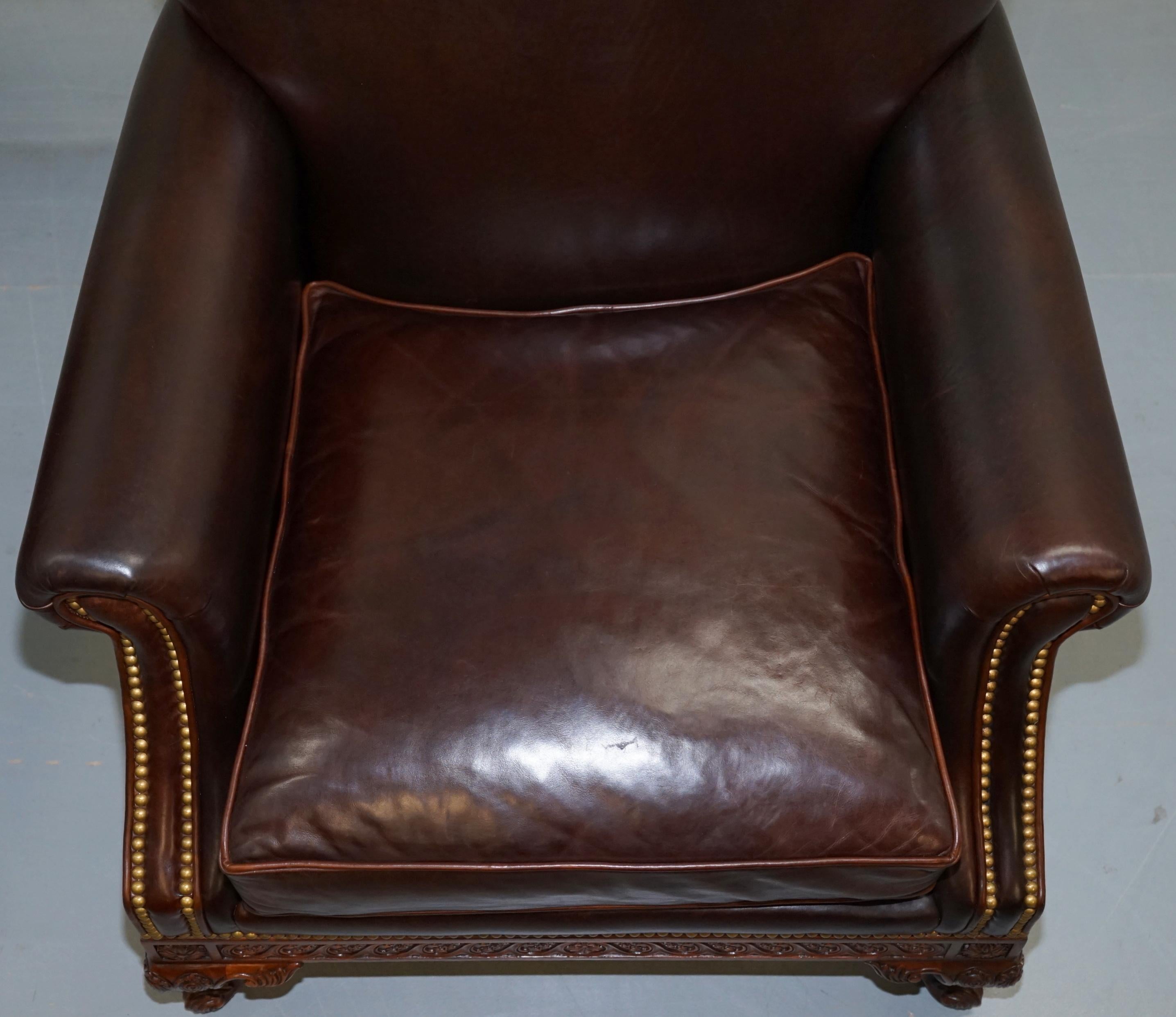 Hand-Crafted Rare Pair of Althorp Estate Leather Armchairs Princess Diana's Family Home