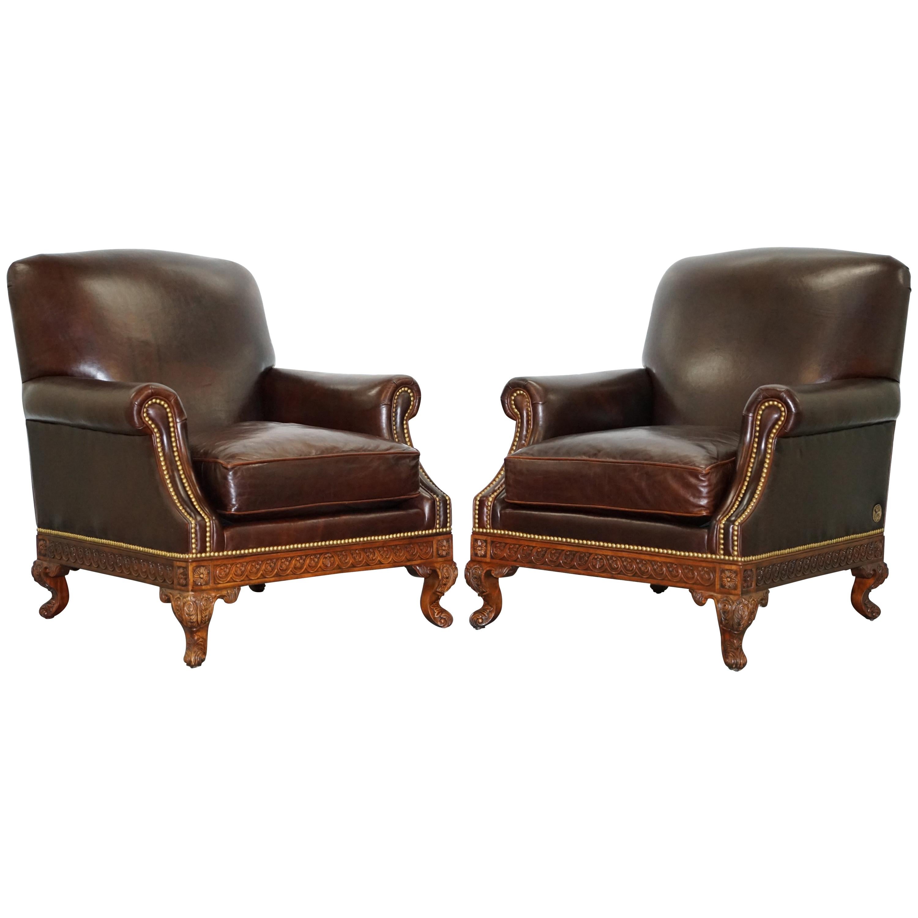 Rare Pair of Althorp Estate Leather Armchairs Princess Diana's Family Home