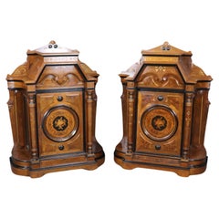 Rare Pair of American Renaissance Revival American Victorian Pedestal Cabinets 