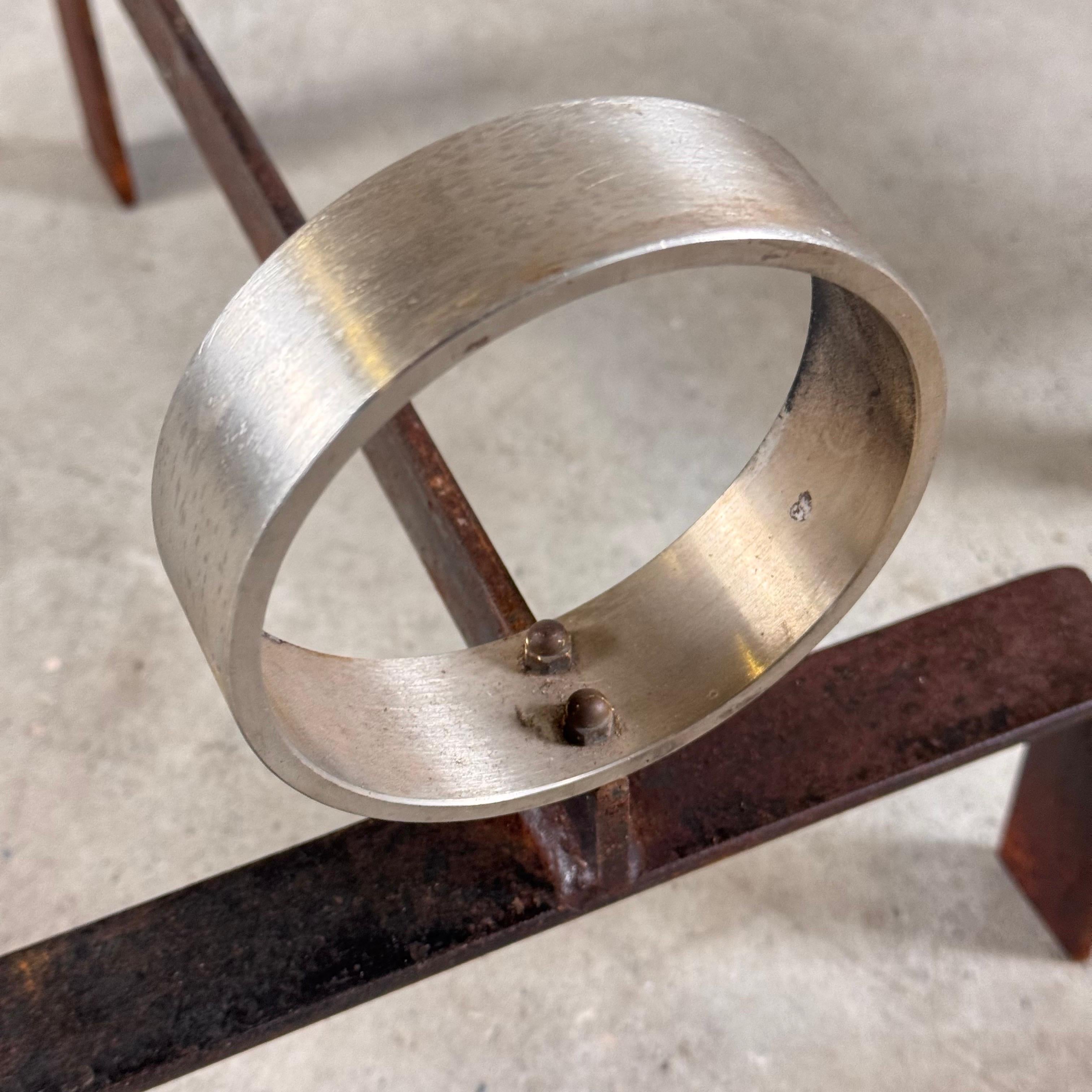 Paire de chenets de Melchiorre Bega en aluminium et fer, Italie, 1960 en vente 6